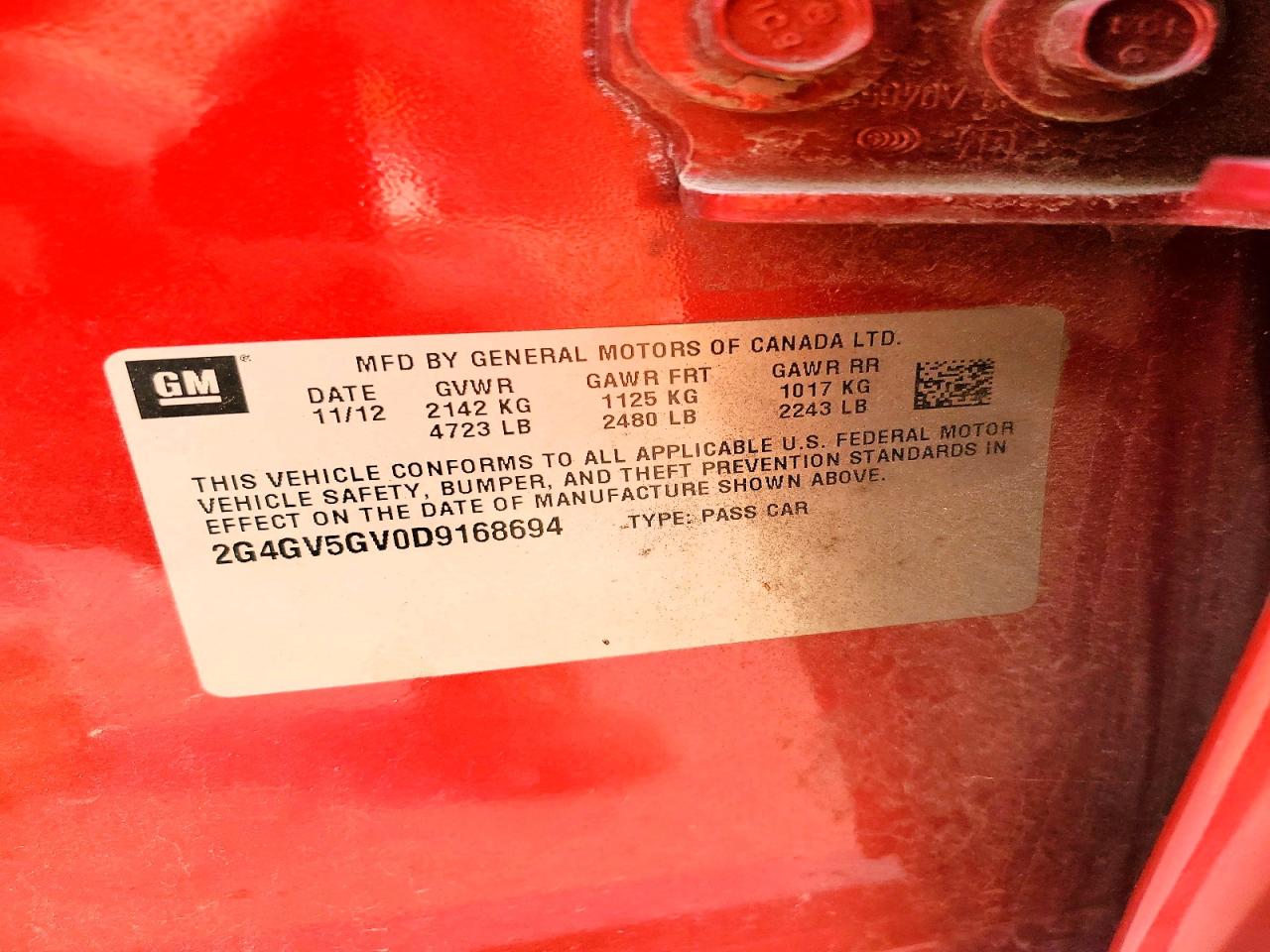 2013 Buick Regal Gs Red vin: 2G4GV5GV0D9168694