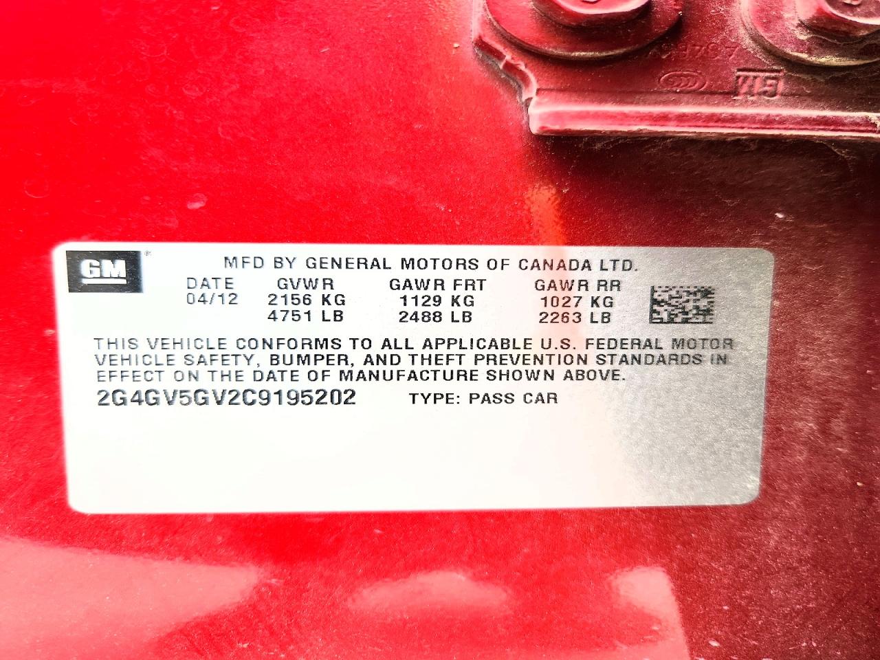 2012 Buick Regal Gs Red vin: 2G4GV5GV2C9195202