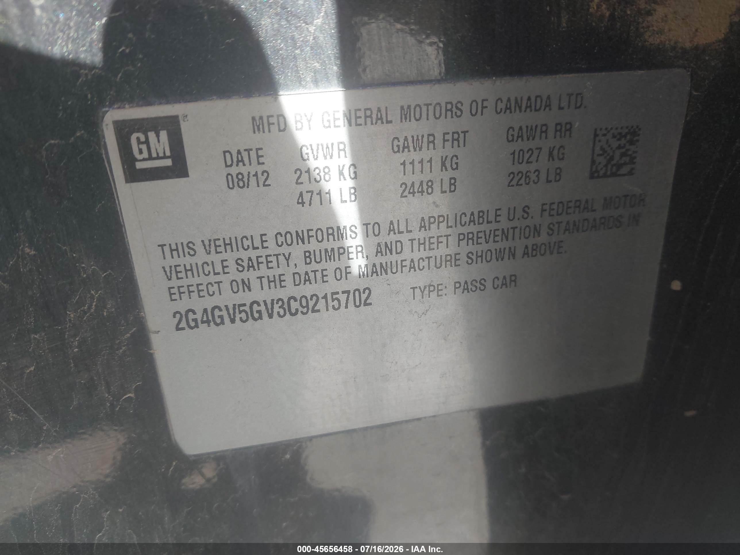 2012 Buick Regal Gs Black vin: 2G4GV5GV3C9215702