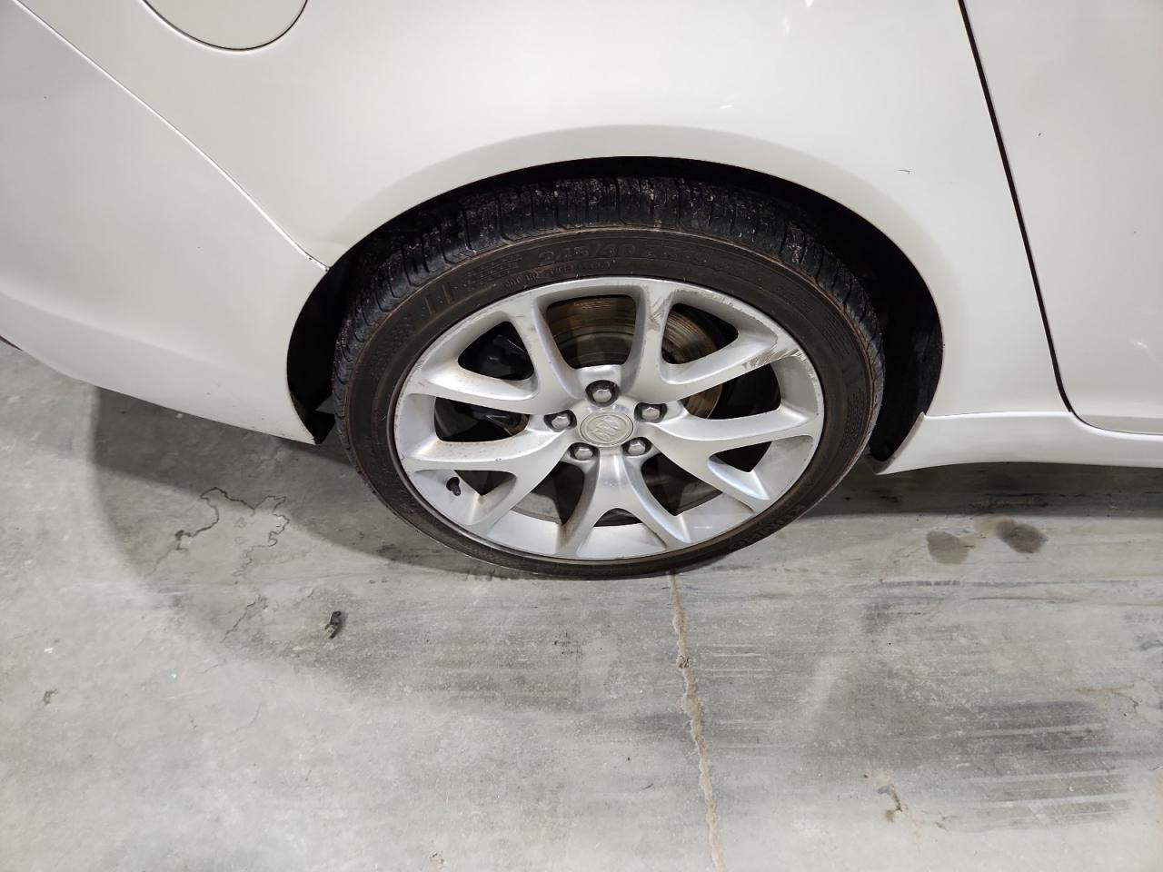 2012 Buick Regal Gs White vin: 2G4GV5GV6C9193534 Damage: Right Rear Wheel, Curb Rash, > 12 Inches