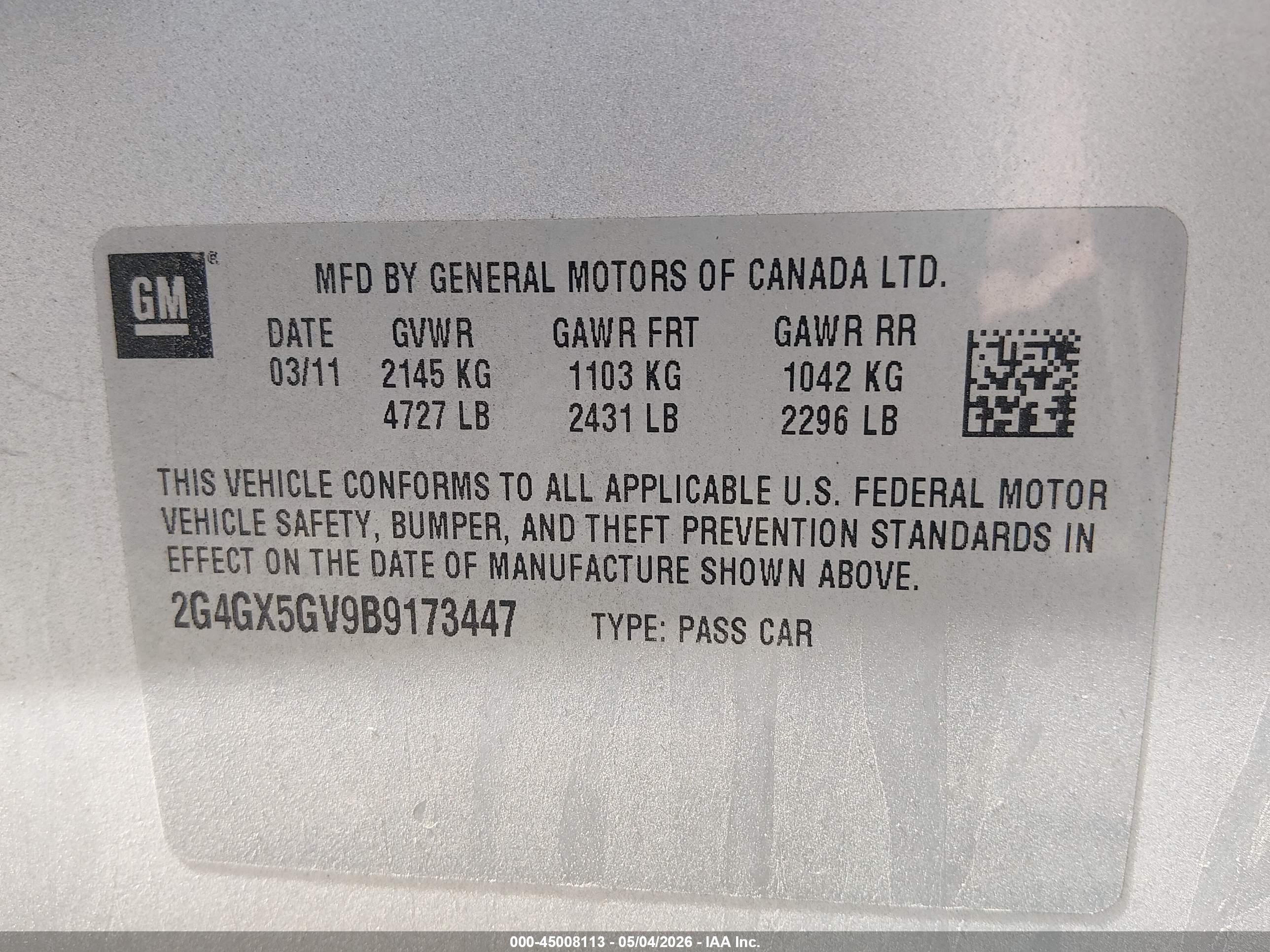 2011 Buick Regal Cxl Turbo Oshawa Silver vin: 2G4GX5GV9B9173447