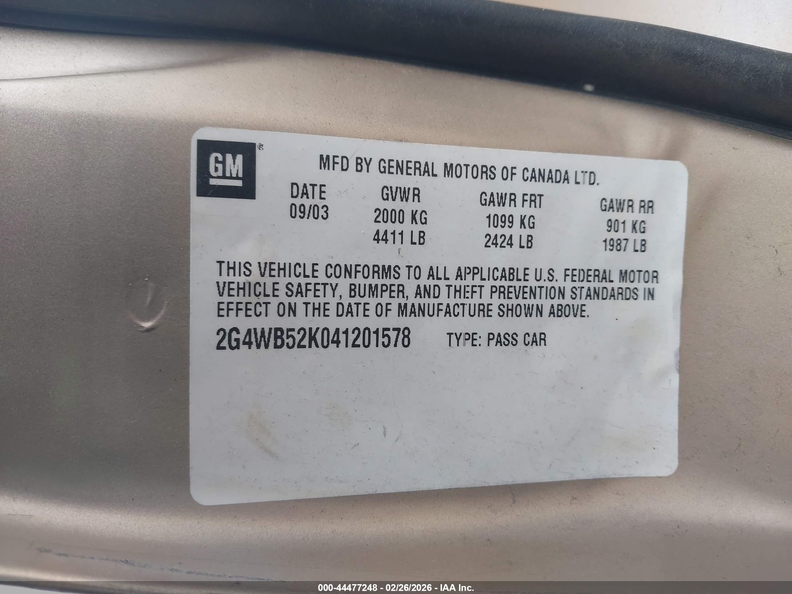 2004 Buick Regal Ls Gold vin: 2G4WB52K041201578