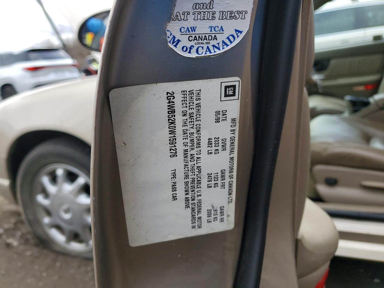 1998 Buick Regal Ls Beige vin: 2G4WB52K0W1591276