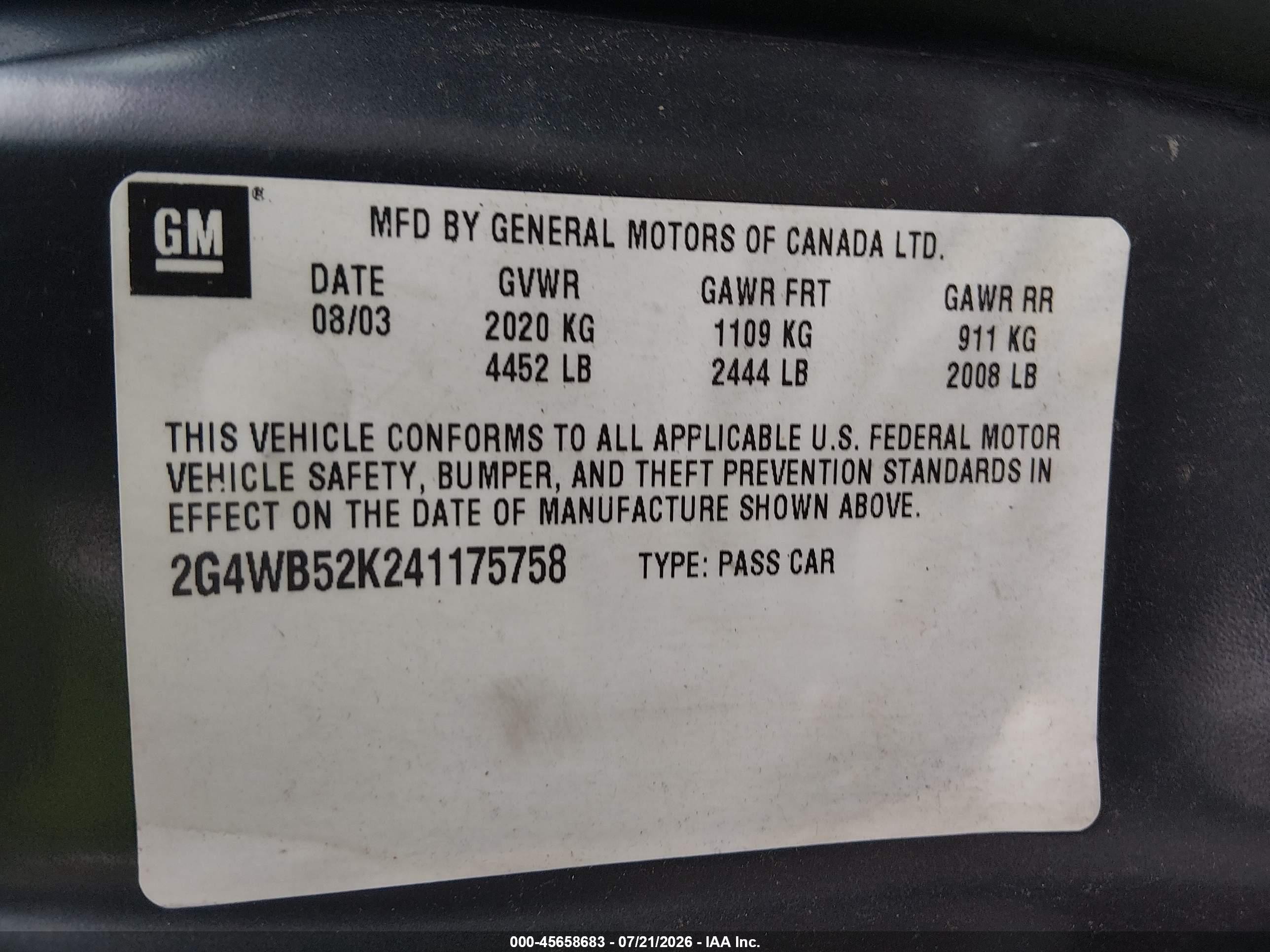 2004 Buick Regal Ls Black vin: 2G4WB52K241175758