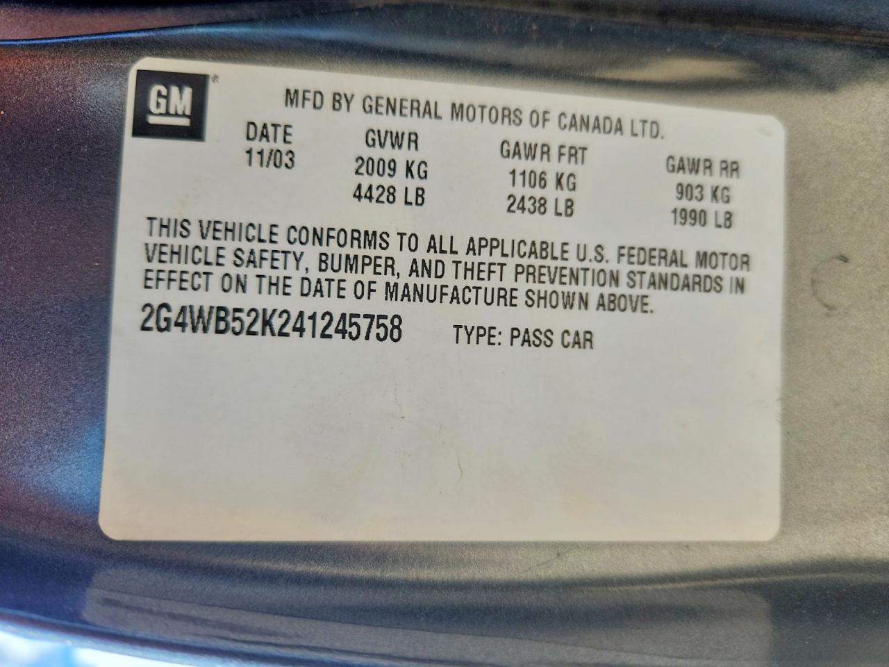 2004 Buick Regal Ls Gray vin: 2G4WB52K241245758