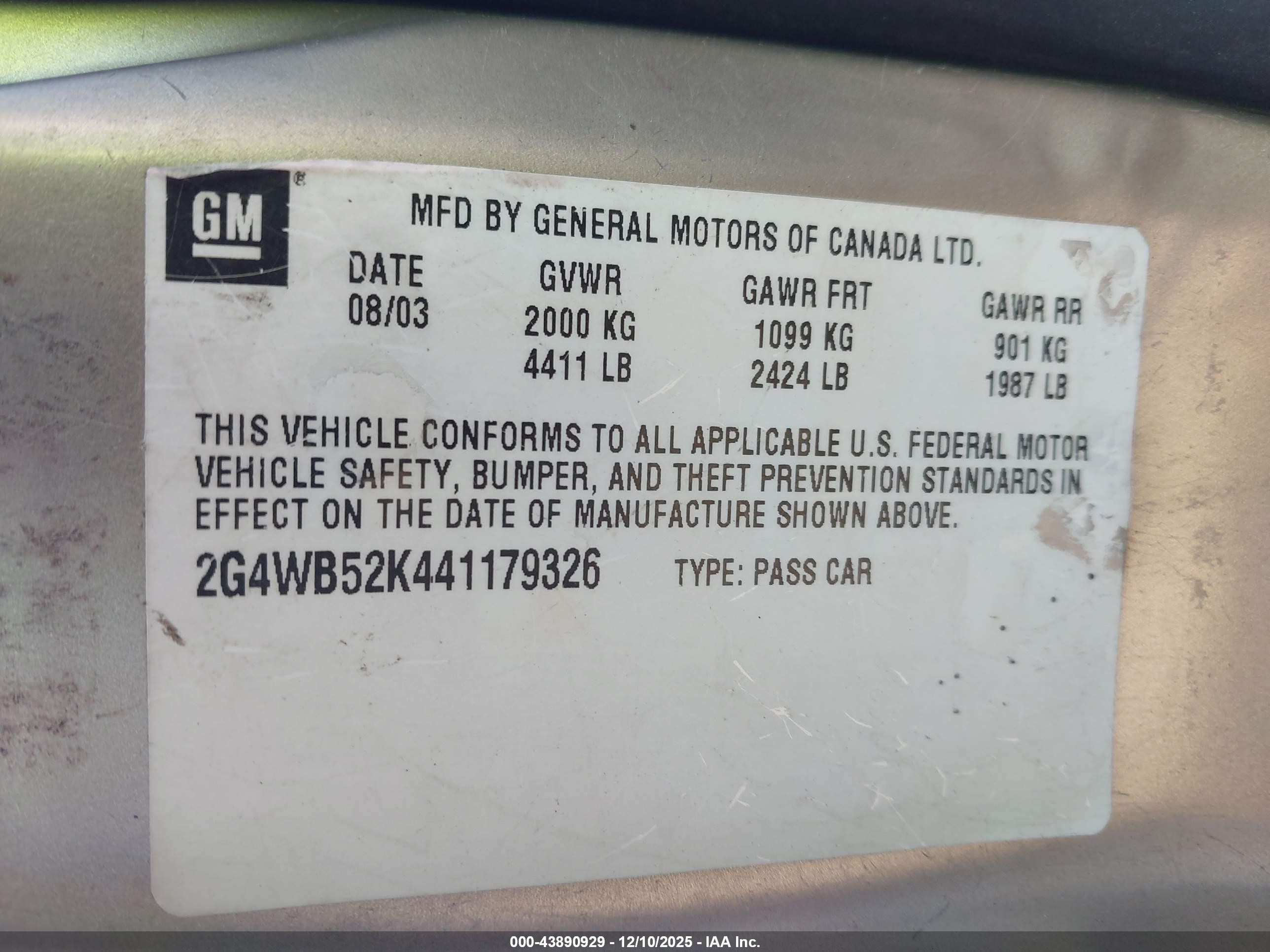 2004 Buick Regal Ls Золотой vin: 2G4WB52K441179326