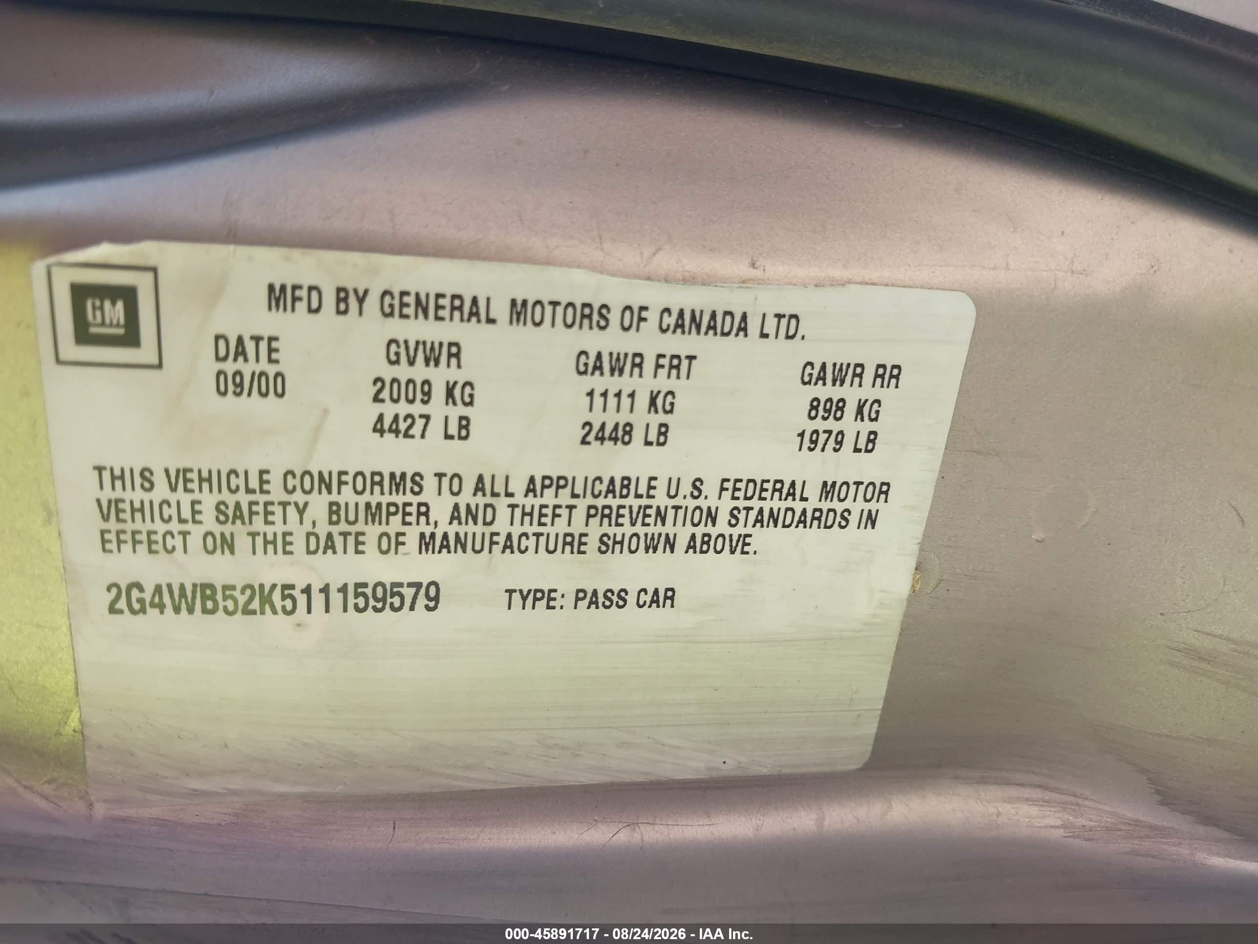 2001 Buick Regal Ls Серебряный vin: 2G4WB52K511159579