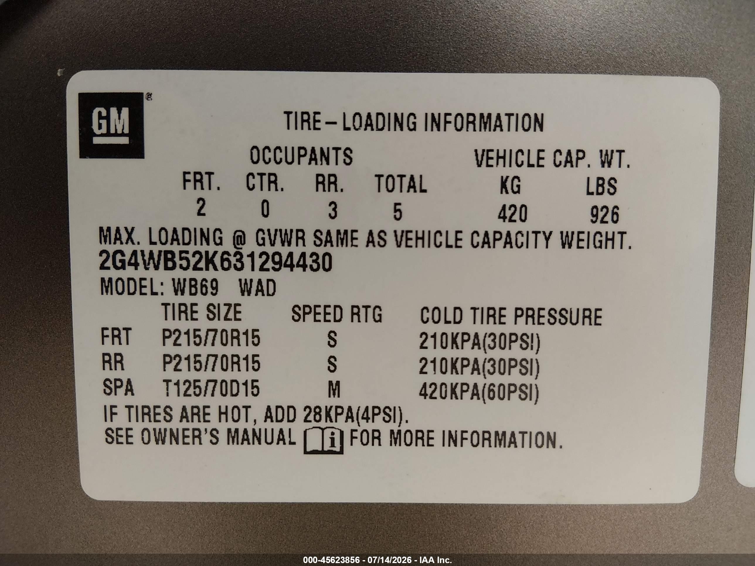 2003 Buick Regal Ls Brown vin: 2G4WB52K631294430