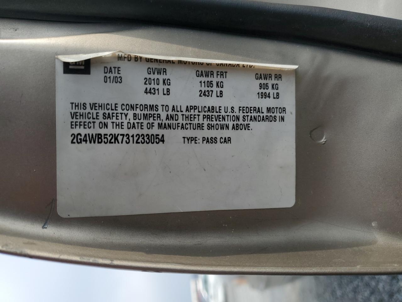 2003 Buick Regal Ls Gold vin: 2G4WB52K731233054