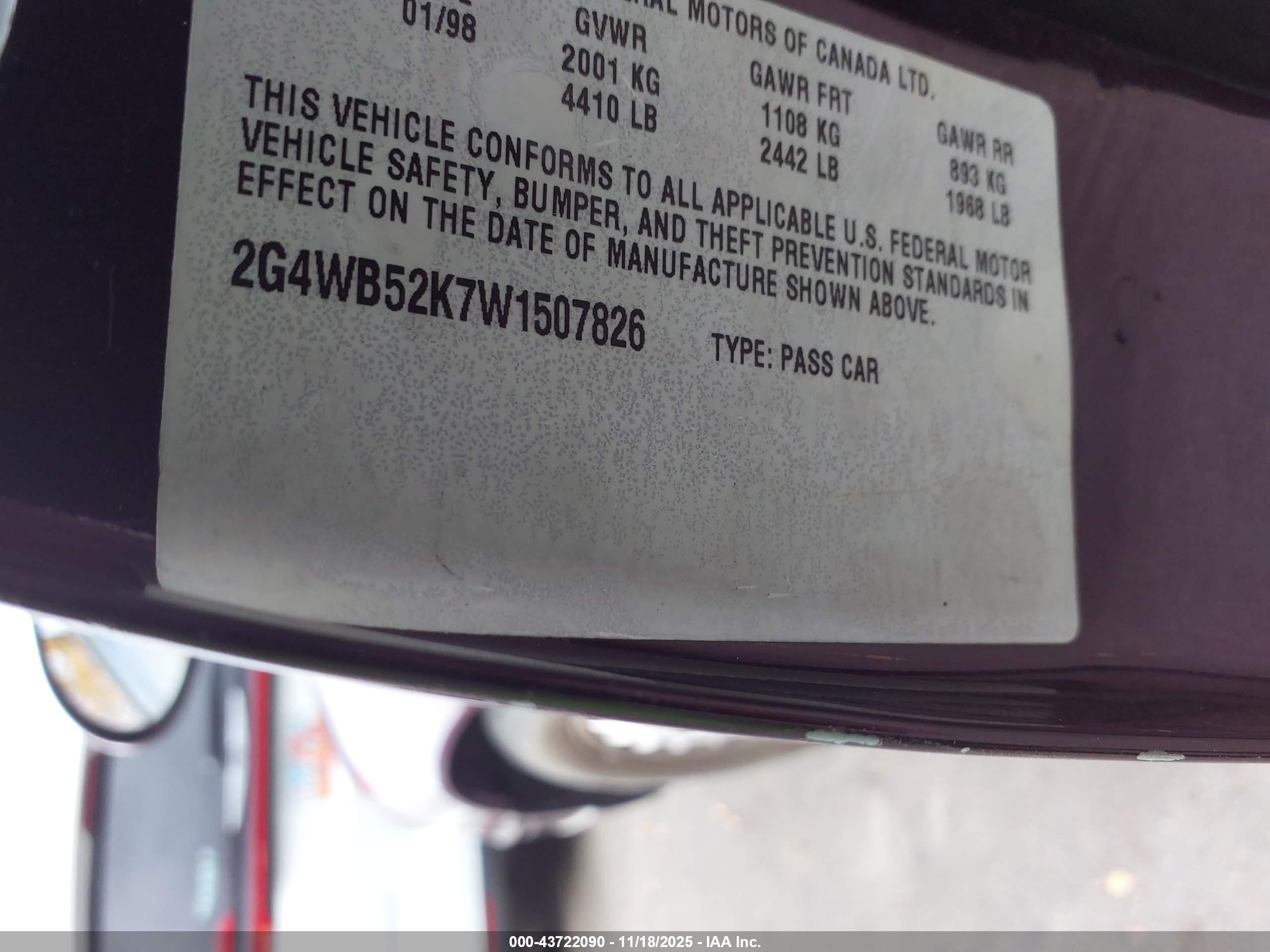 1998 Buick Regal Ls Red vin: 2G4WB52K7W1507826