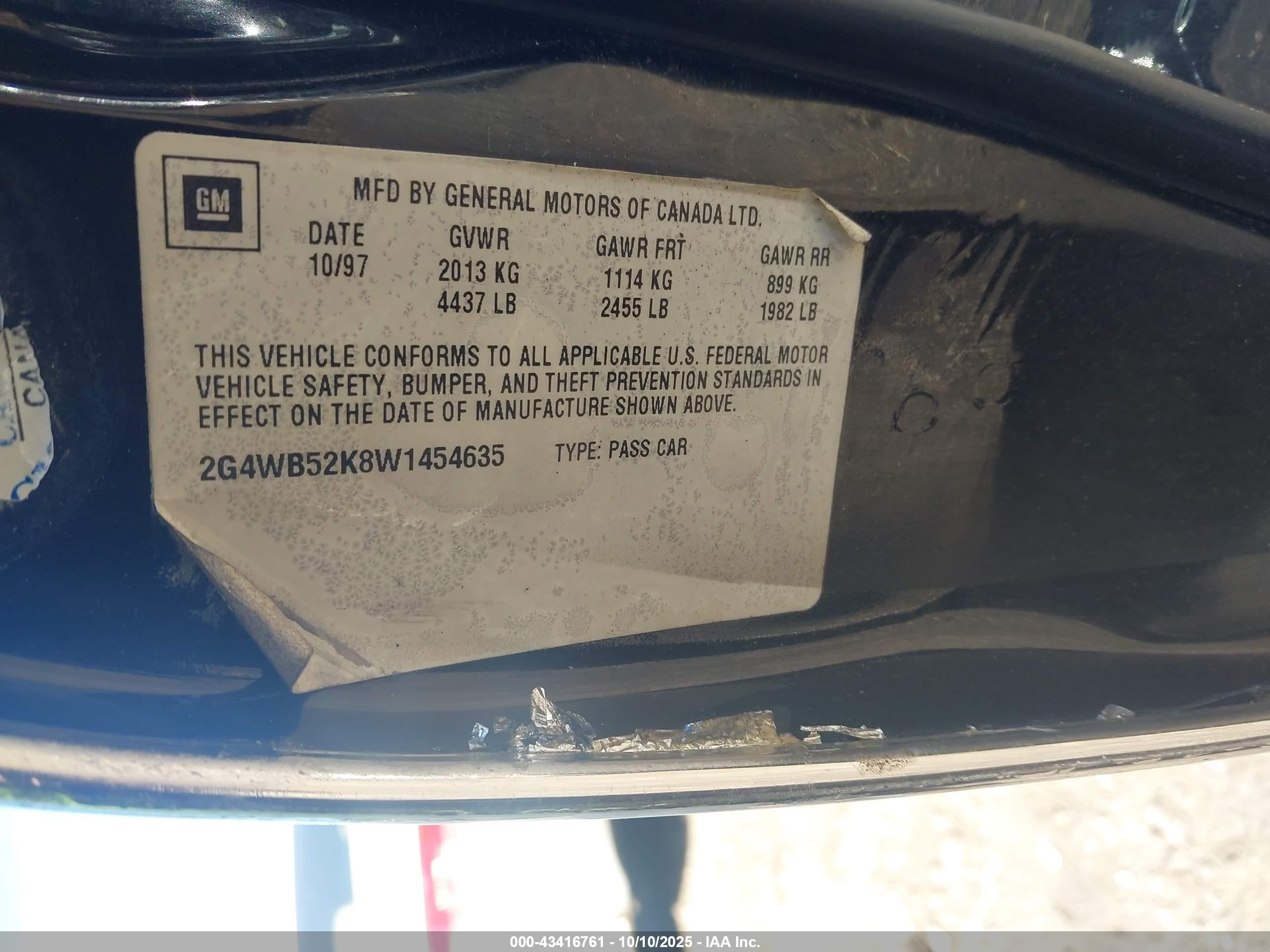 1998 Buick Regal Ls Cmi Черный vin: 2G4WB52K8W1454635