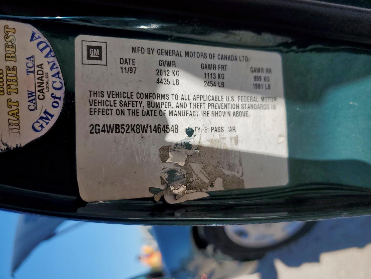 1998 Buick Regal Ls Green vin: 2G4WB52K8W1464548