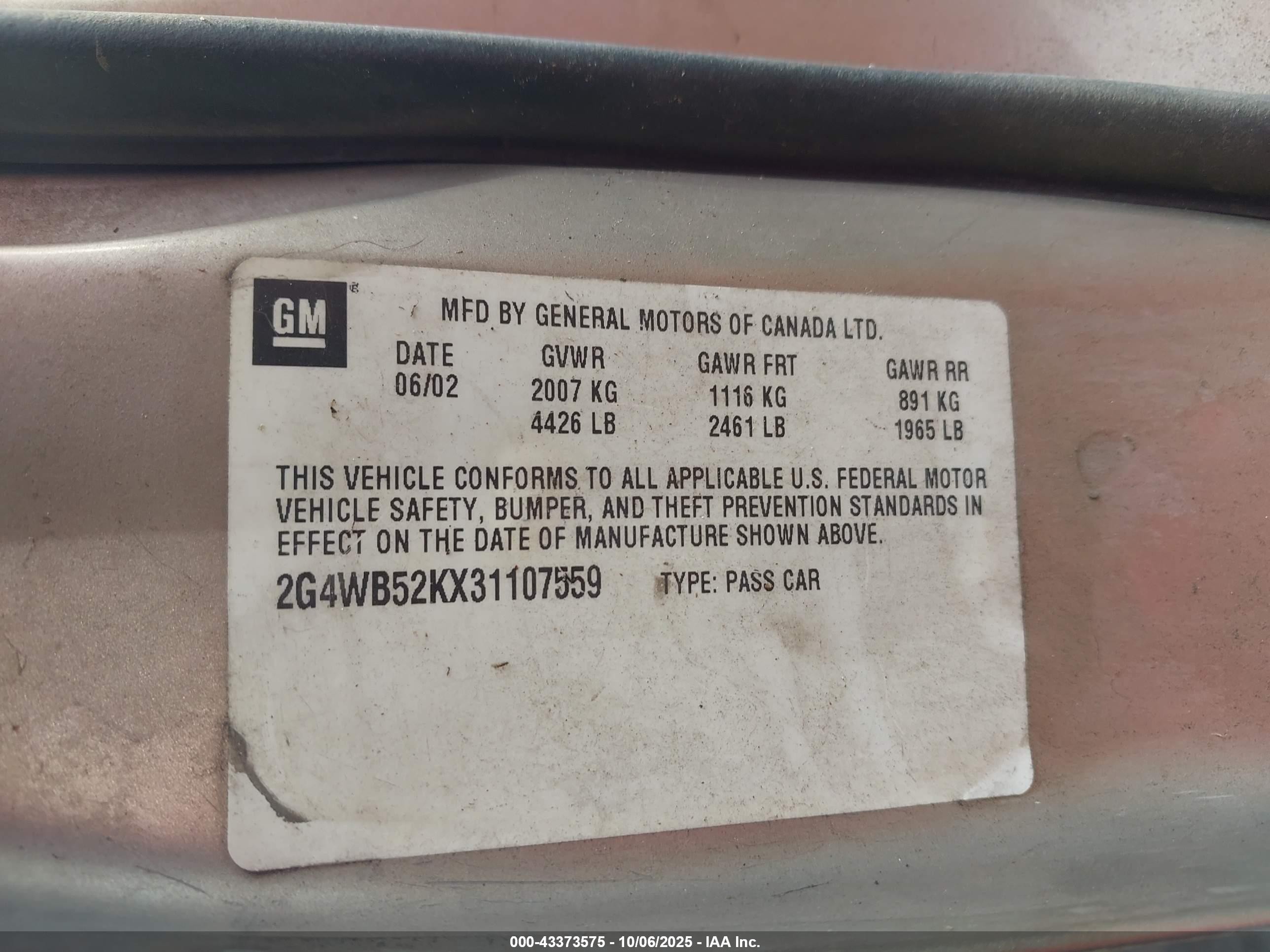 2003 Buick Regal Ls Gold vin: 2G4WB52KX31107559