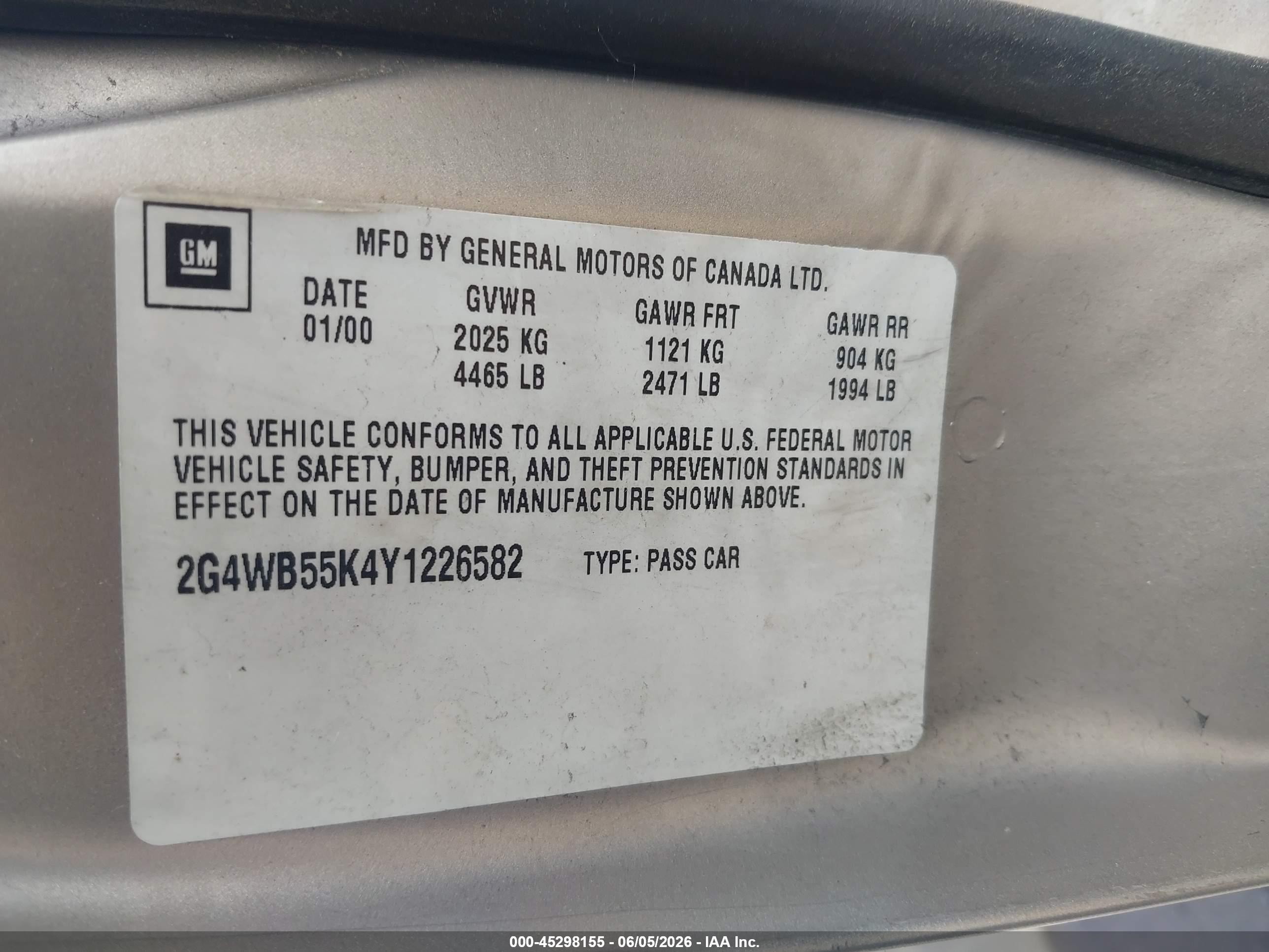 2000 Buick Regal Ls Gold vin: 2G4WB55K4Y1226582