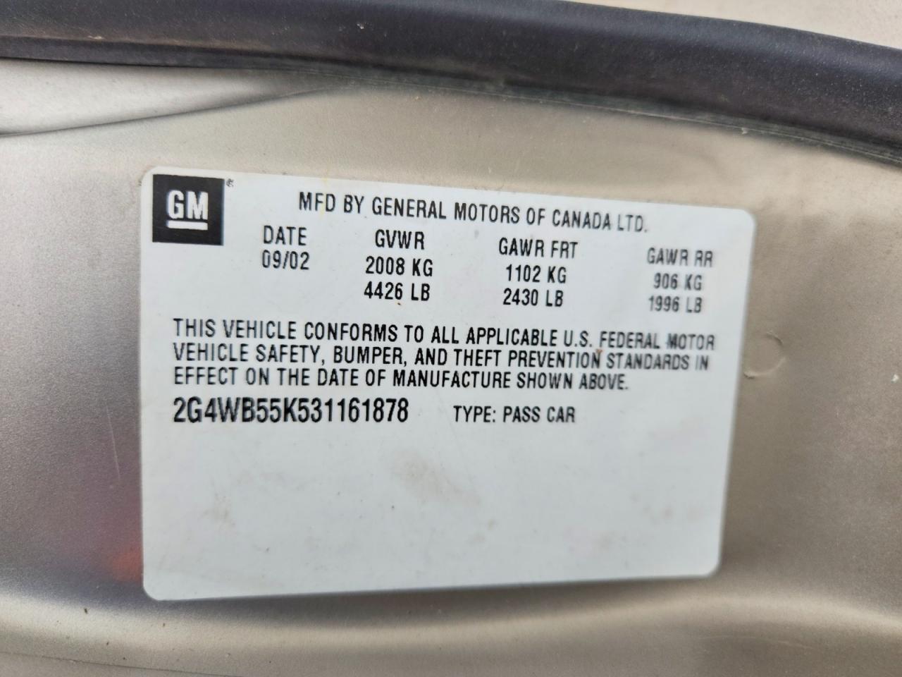 2003 Buick Regal Ls Бежевый vin: 2G4WB55K531161878