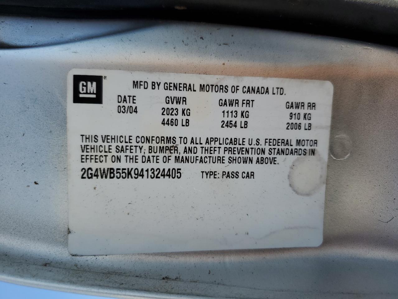 2004 Buick Regal Ls Silver vin: 2G4WB55K941324405