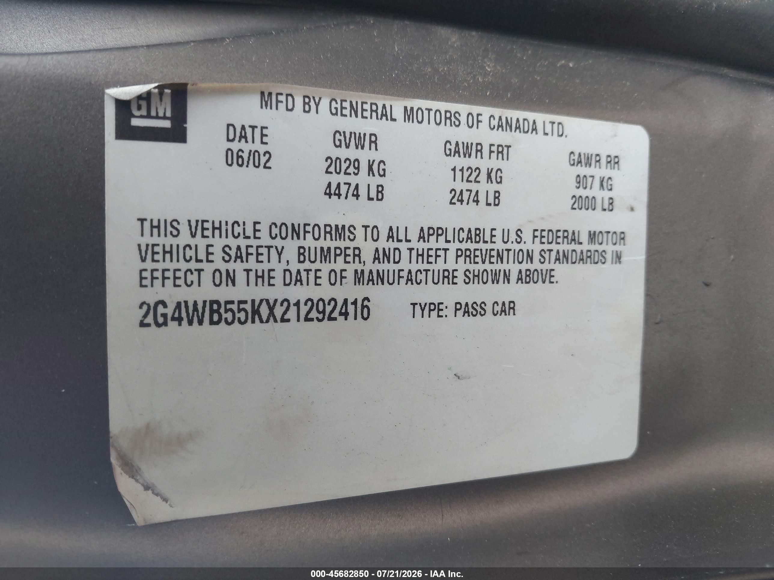 2002 Buick Regal Ls Brown vin: 2G4WB55KX21292416