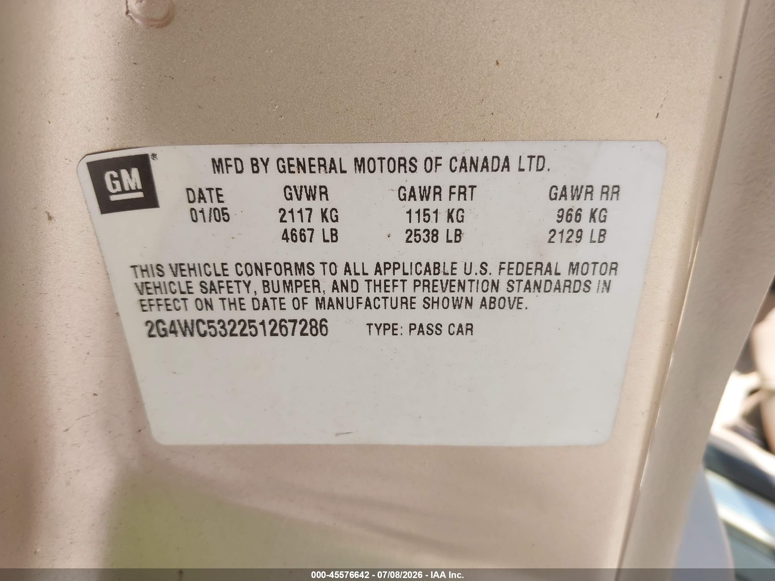2005 Buick Lacrosse Cx Brown vin: 2G4WC532251267286