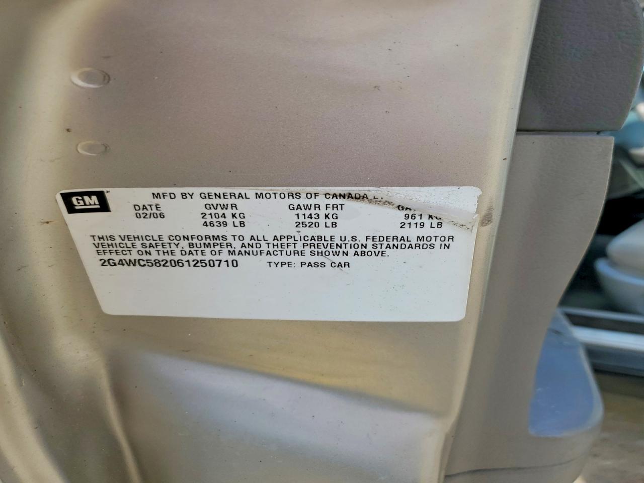 2006 Buick Lacrosse Cx Silver vin: 2G4WC582061250710