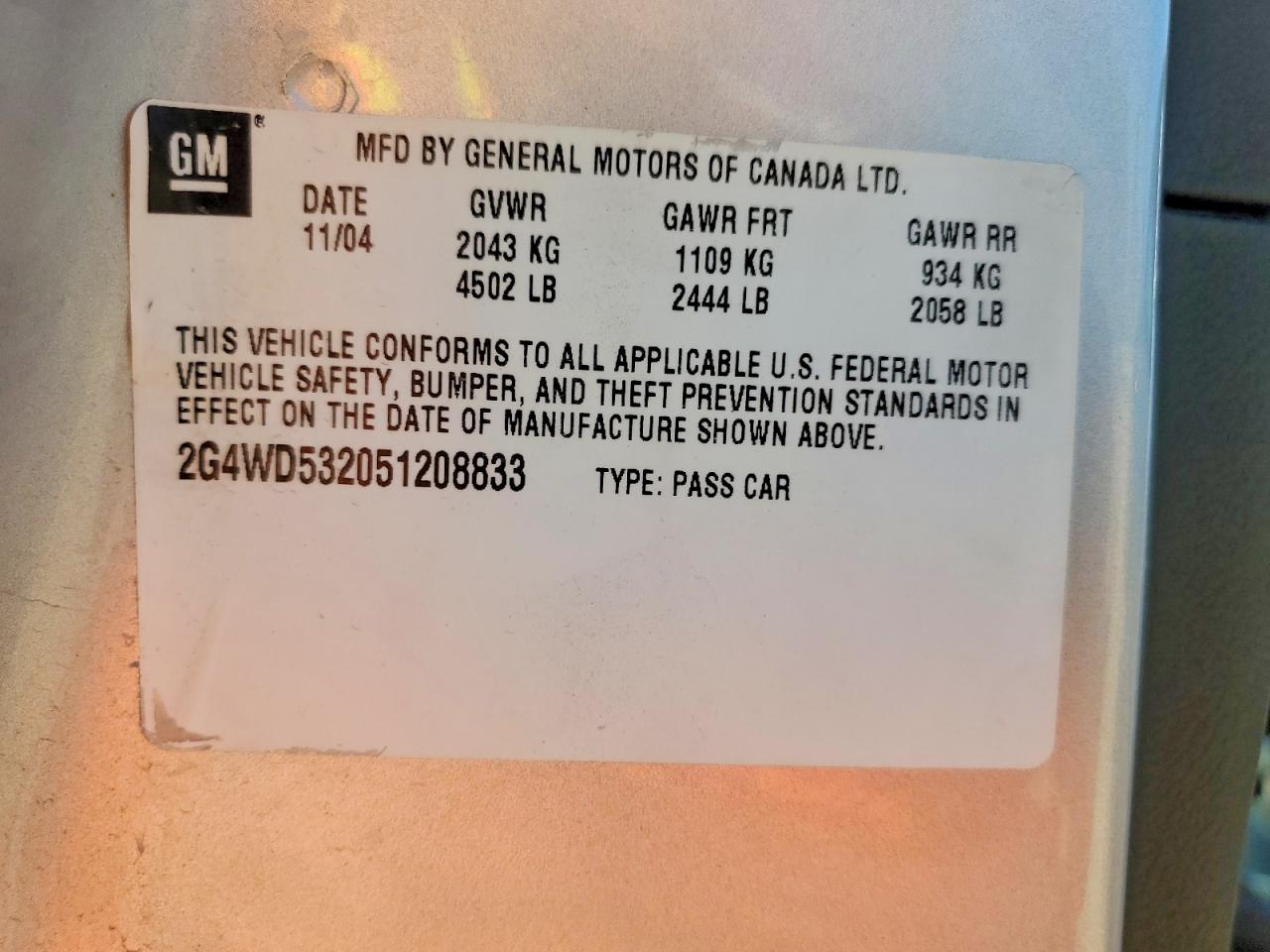 2005 Buick Lacrosse Cxl Silver vin: 2G4WD532051208833