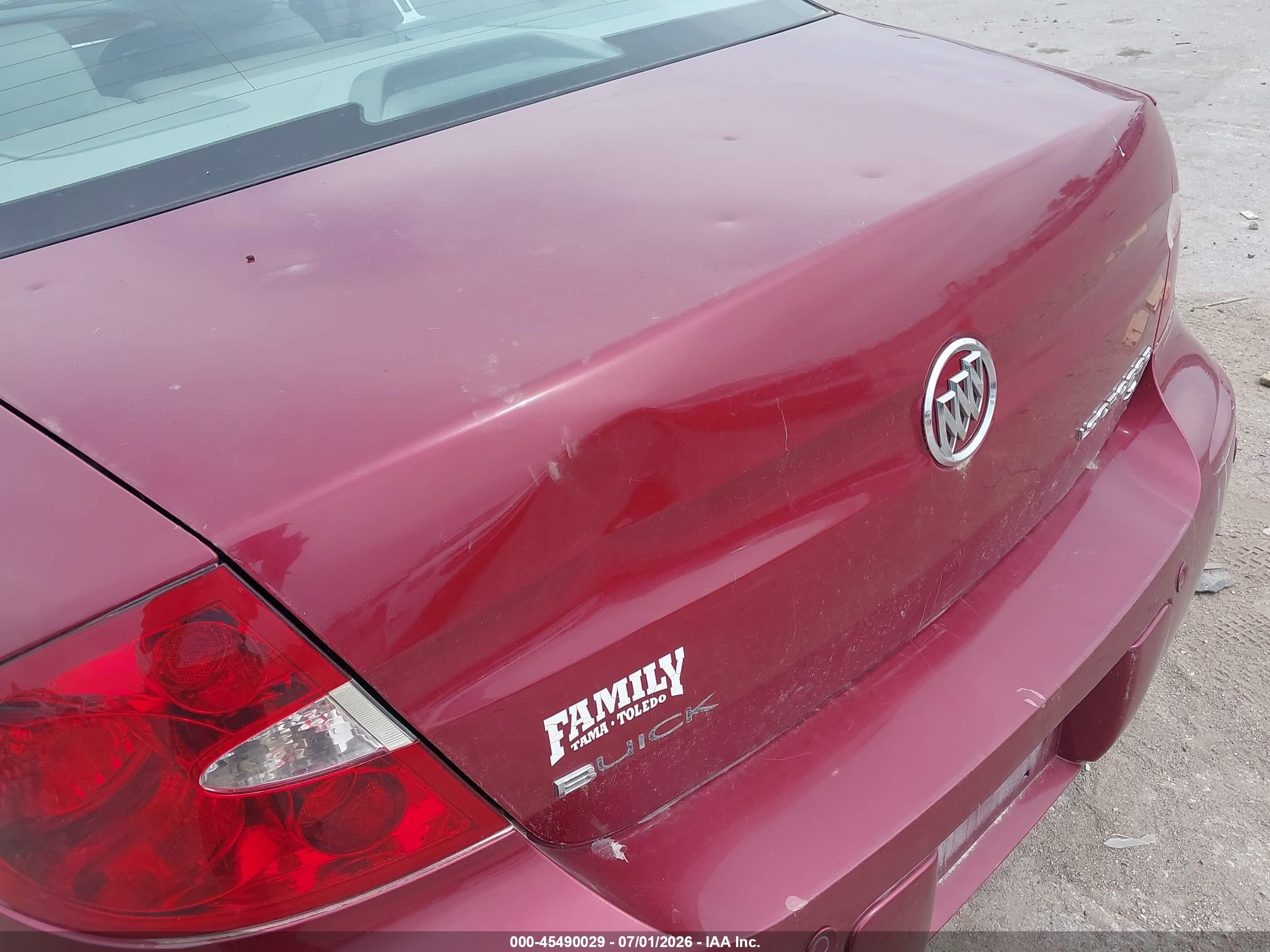 2005 Buick Lacrosse Cxl Maroon vin: 2G4WD532551143476