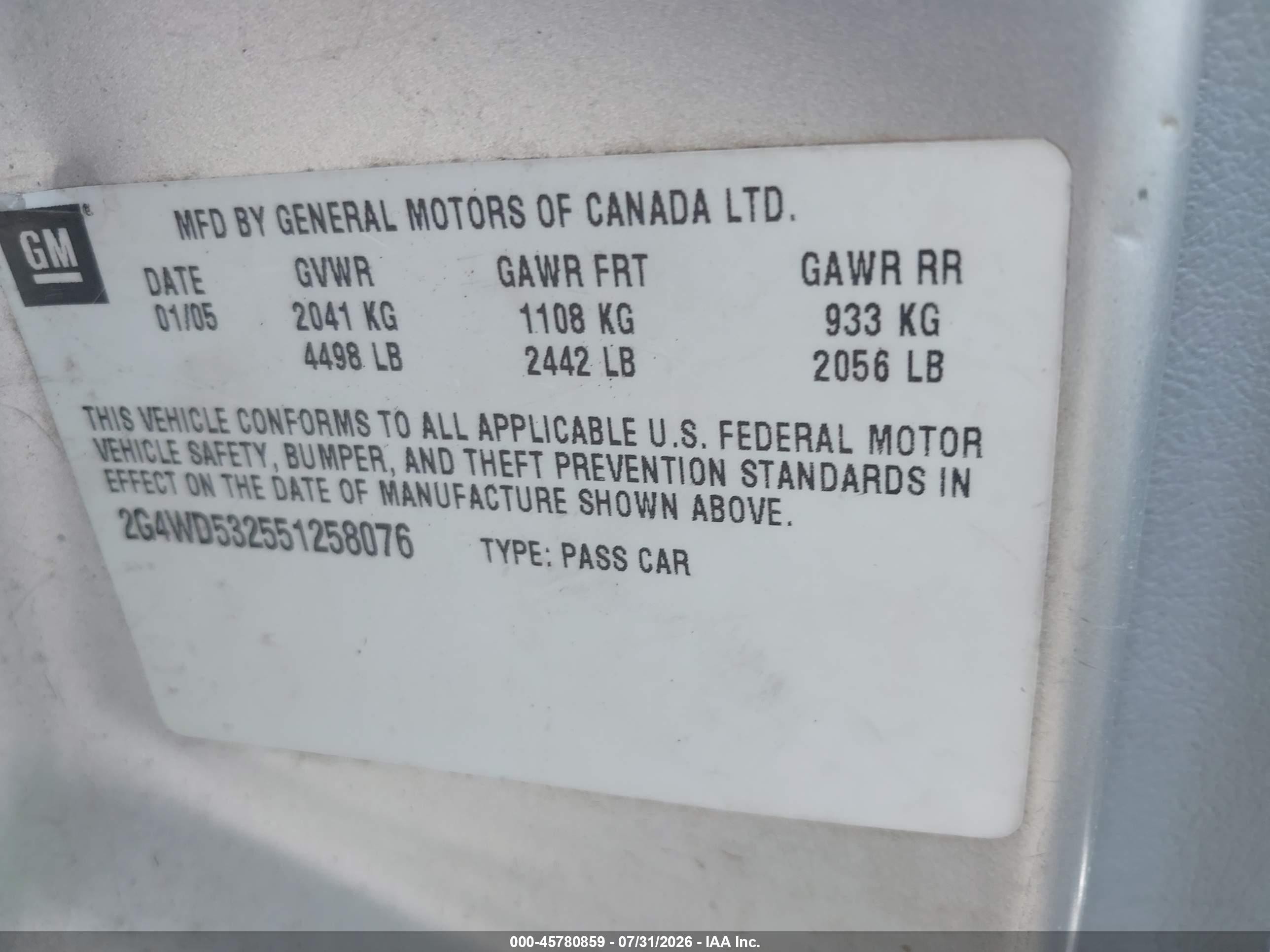 2005 Buick Lacrosse Cxl Silver vin: 2G4WD532551258076