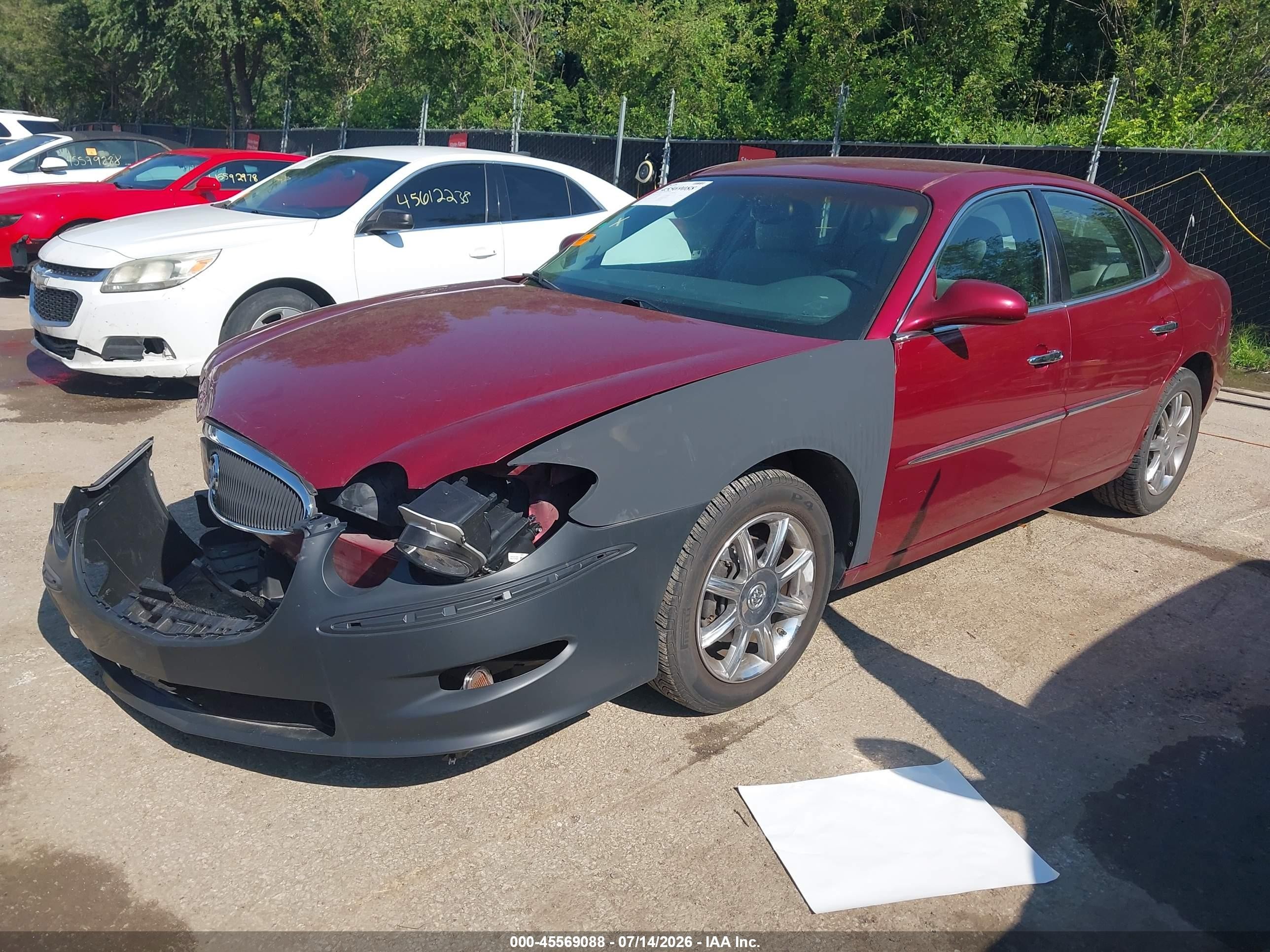 2007 Buick Lacrosse Cxl Red vin: 2G4WD582071180902