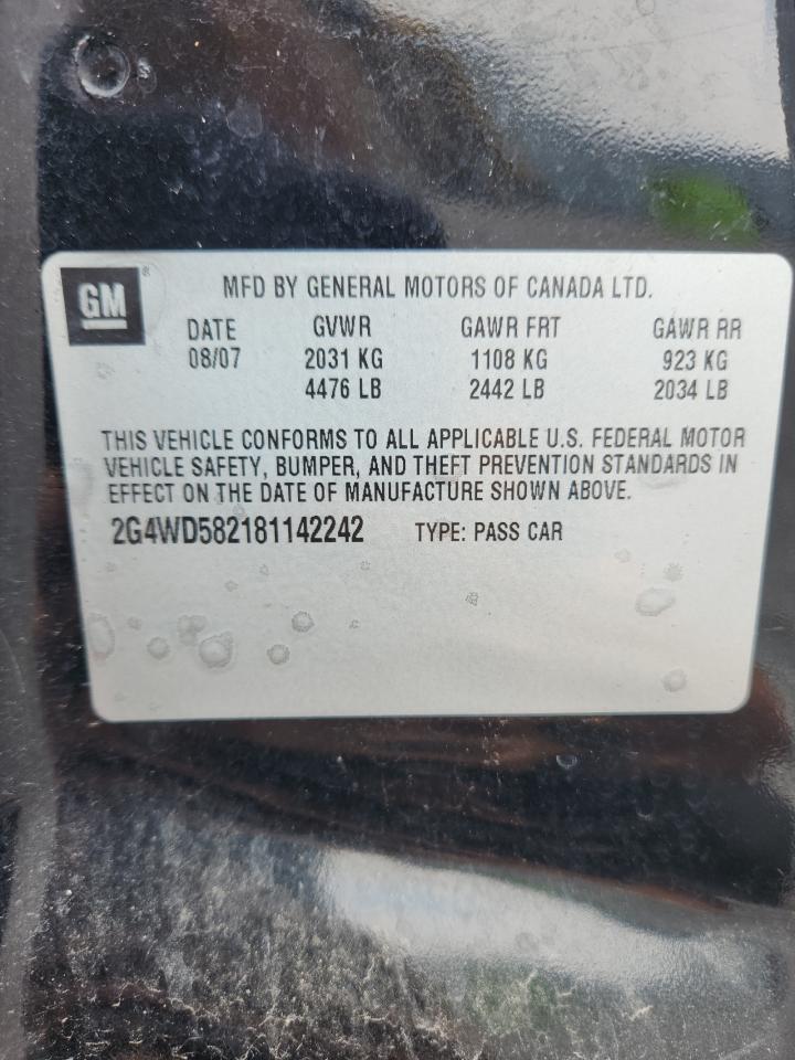 2008 Buick Lacrosse Cxl Черный vin: 2G4WD582181142242