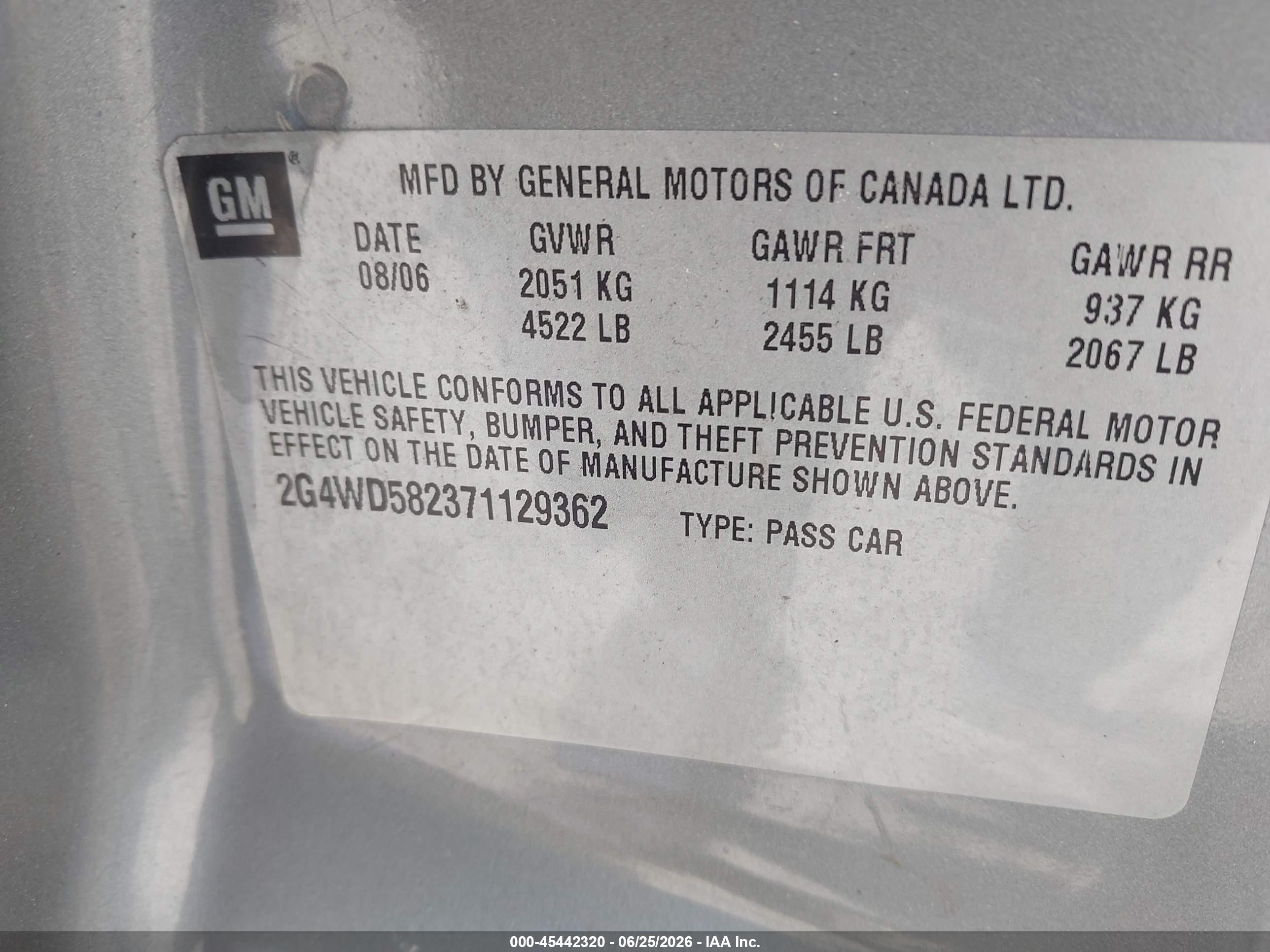 2007 Buick Lacrosse Cxl Tan vin: 2G4WD582371129362