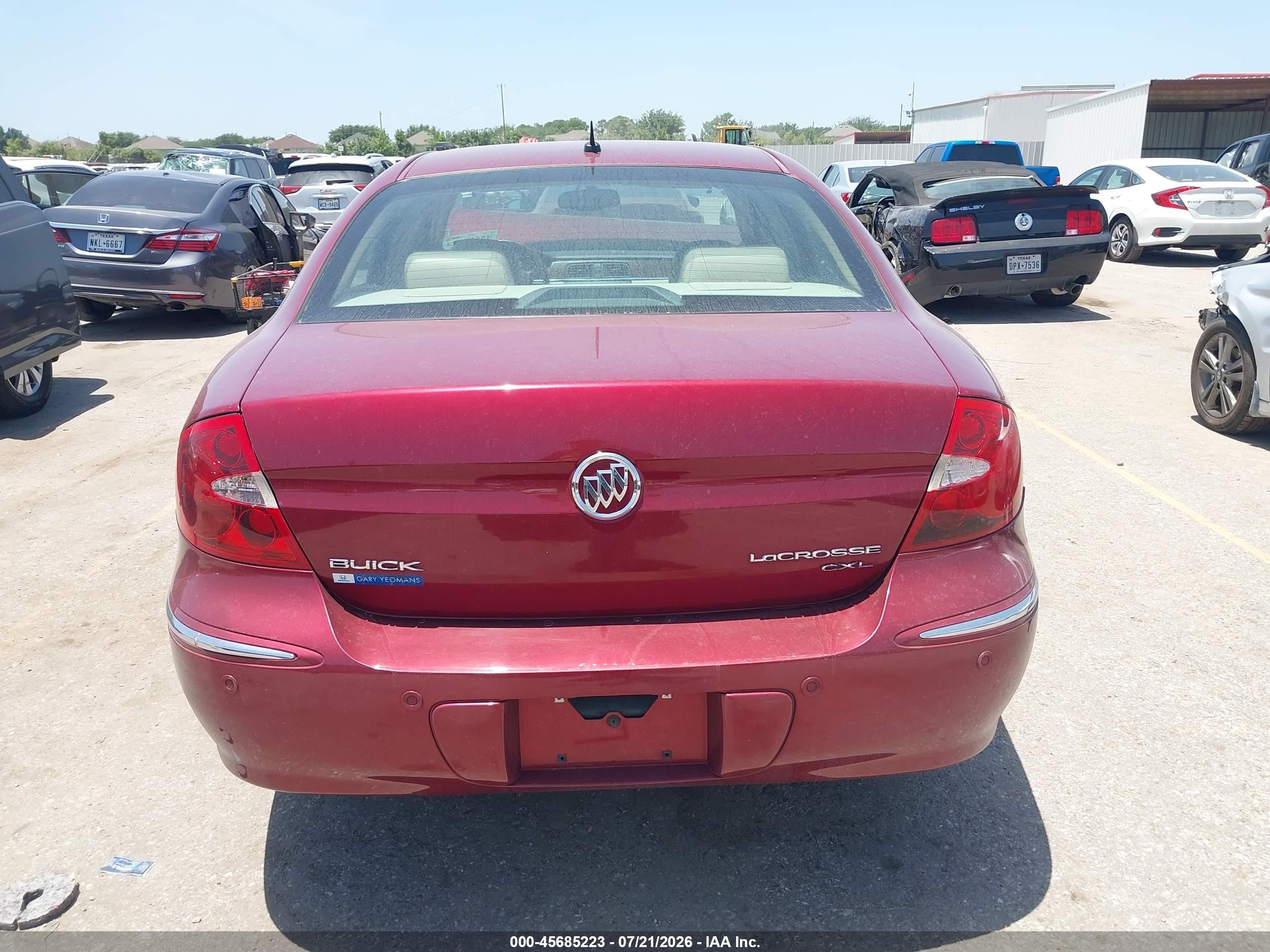 2009 Buick Lacrosse Cxl Burgundy vin: 2G4WD582391236432