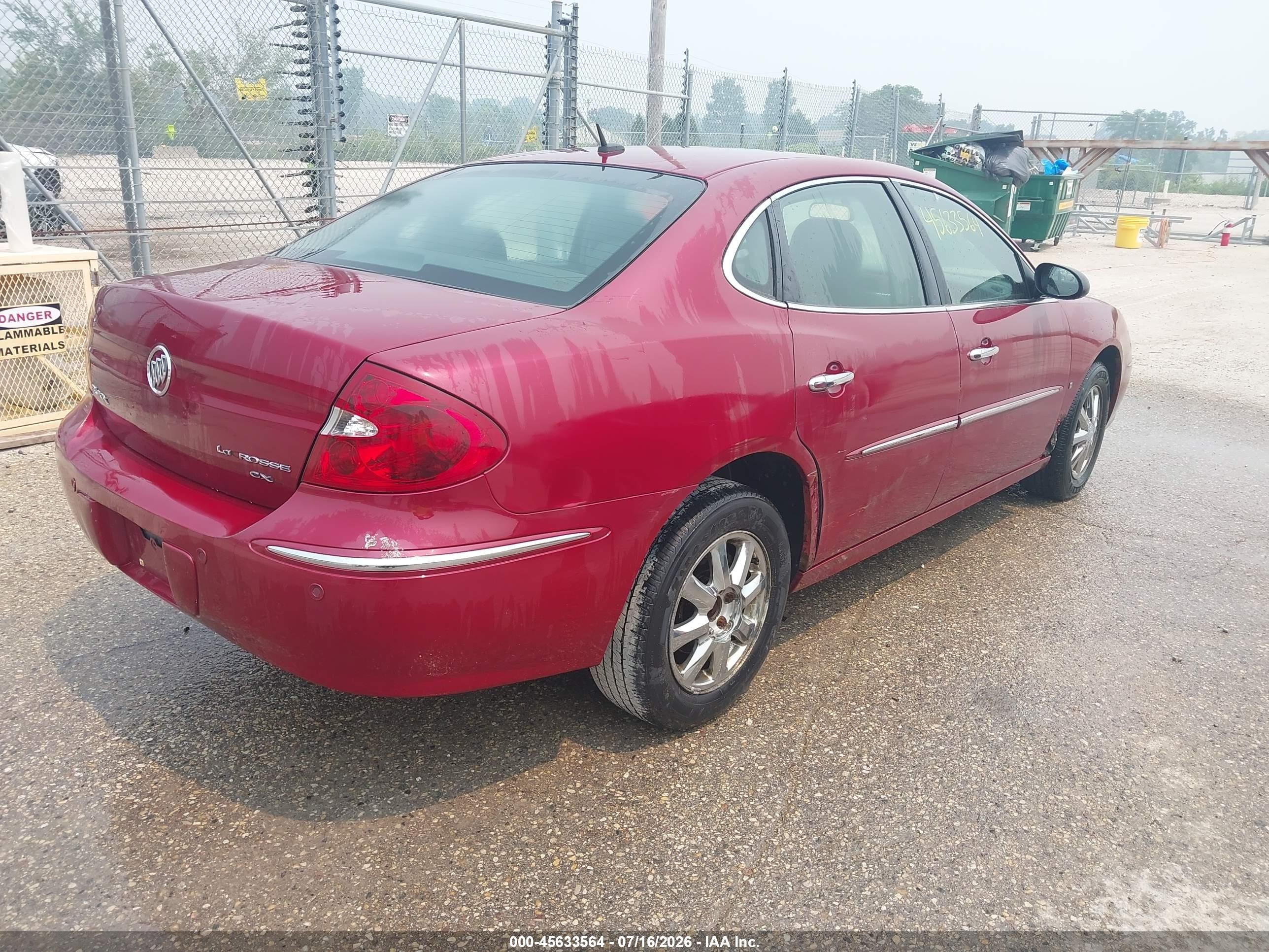2006 Buick Lacrosse Cxl Burgundy vin: 2G4WD582461176950