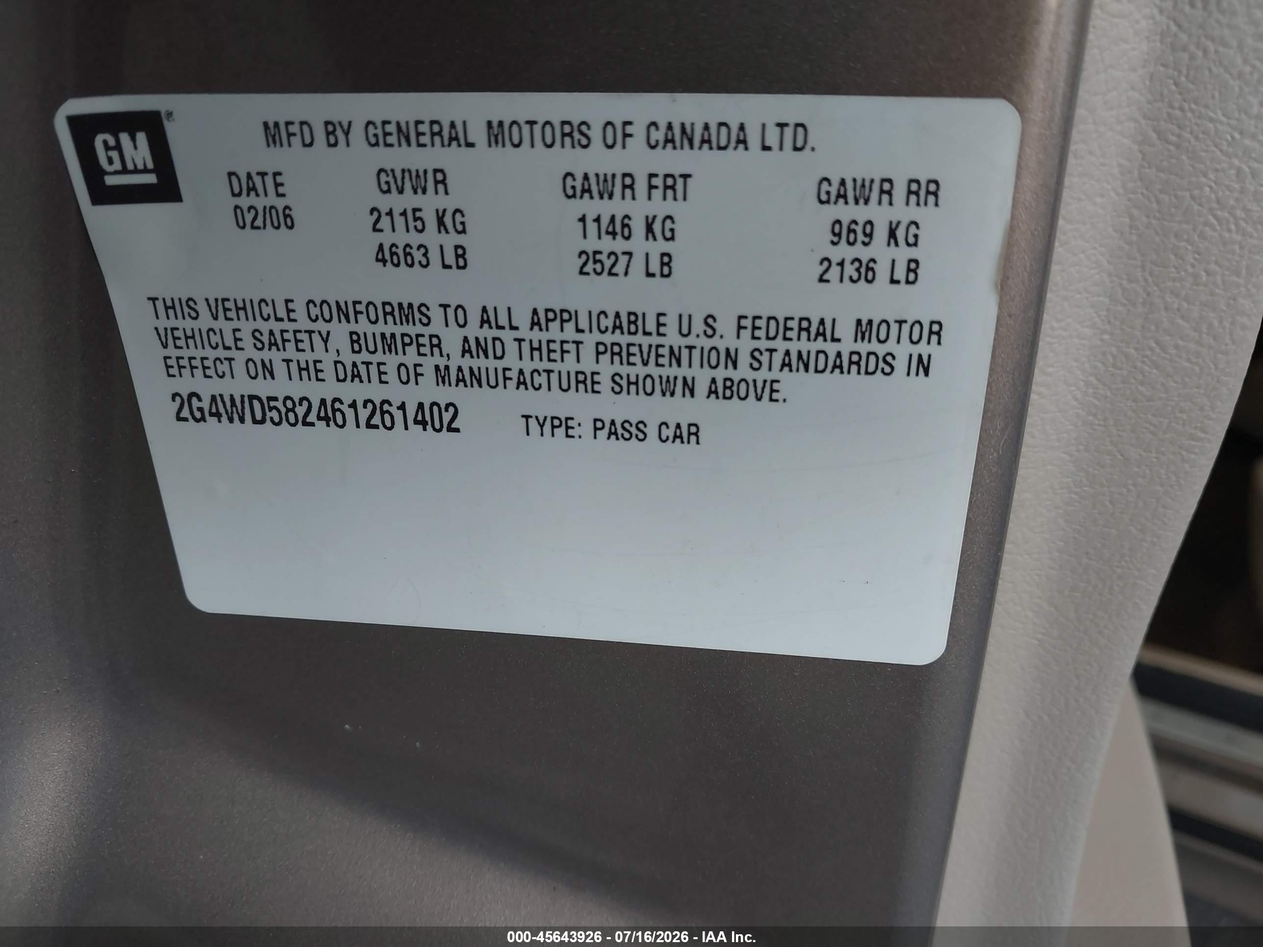 2006 Buick Lacrosse Cxl Beige vin: 2G4WD582461261402