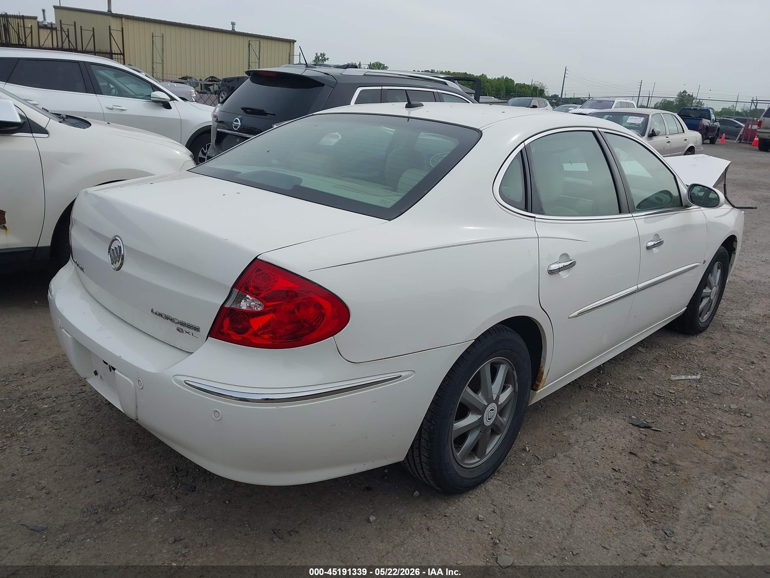 2008 Buick Lacrosse Cxl White vin: 2G4WD582481353371