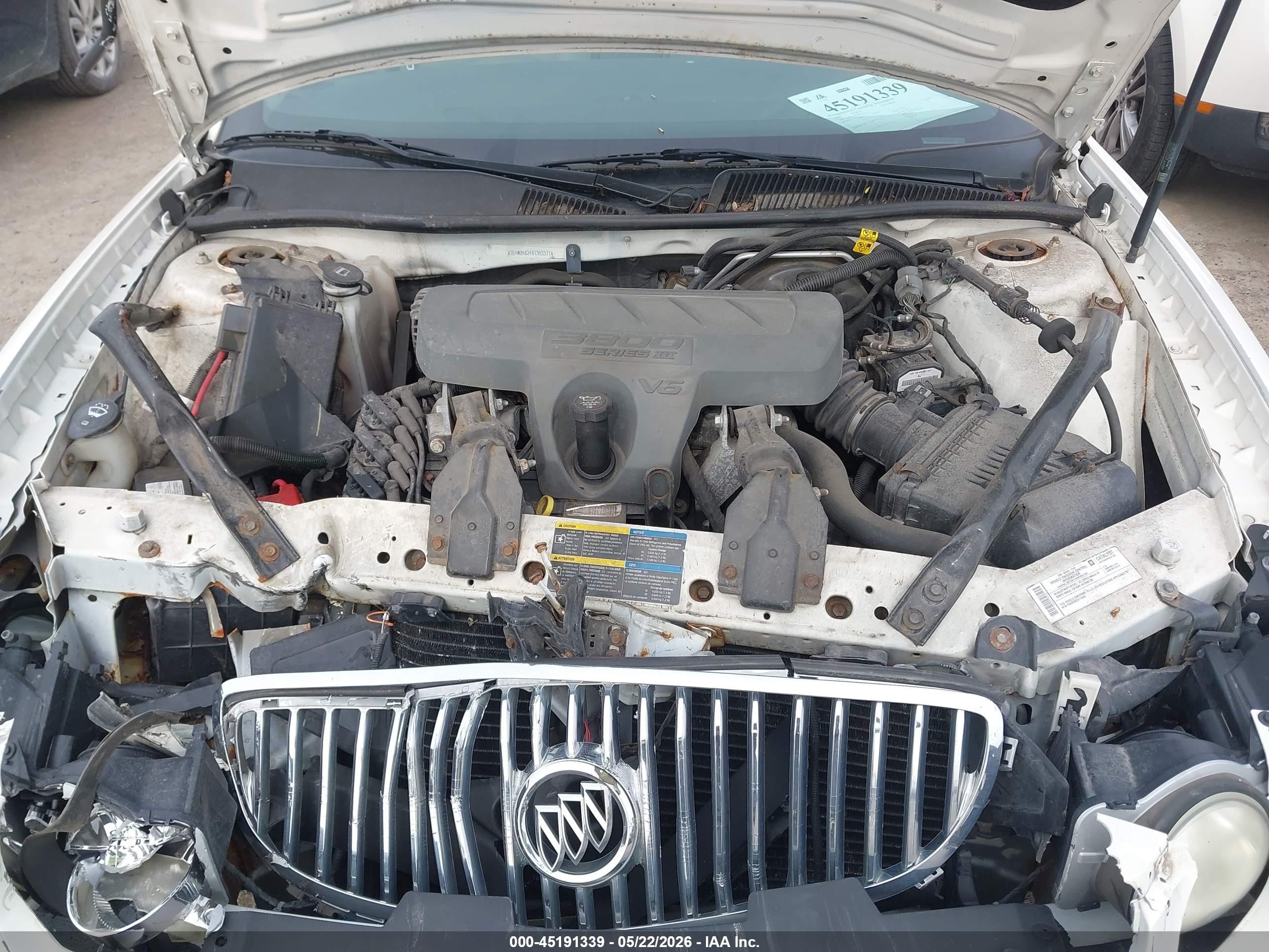 2008 Buick Lacrosse Cxl White vin: 2G4WD582481353371