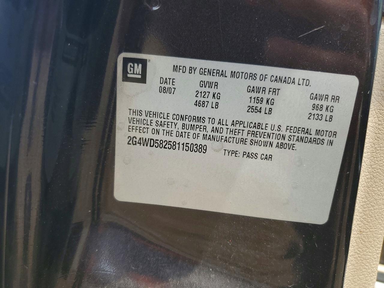 2008 Buick Lacrosse Cxl Charcoal vin: 2G4WD582581150389