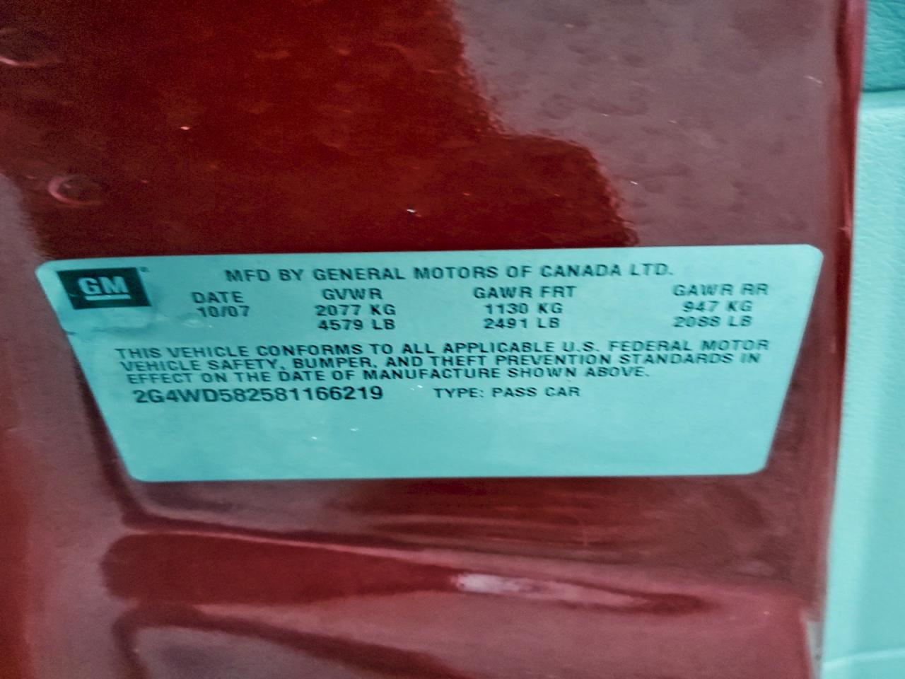 2008 Buick Lacrosse Cxl Red vin: 2G4WD582581166219