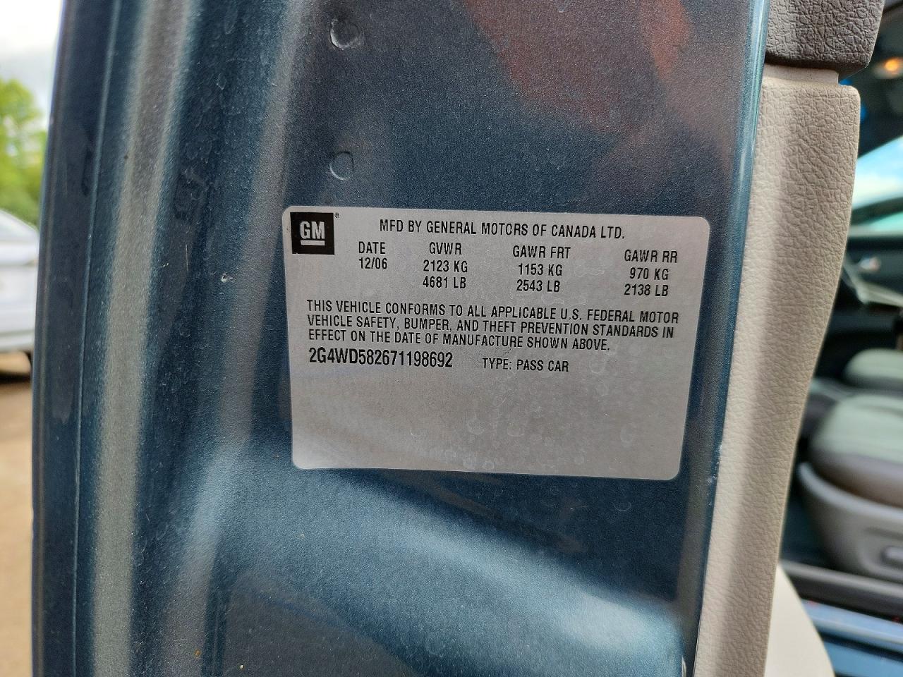 2007 Buick Lacrosse Cxl Blue vin: 2G4WD582671198692