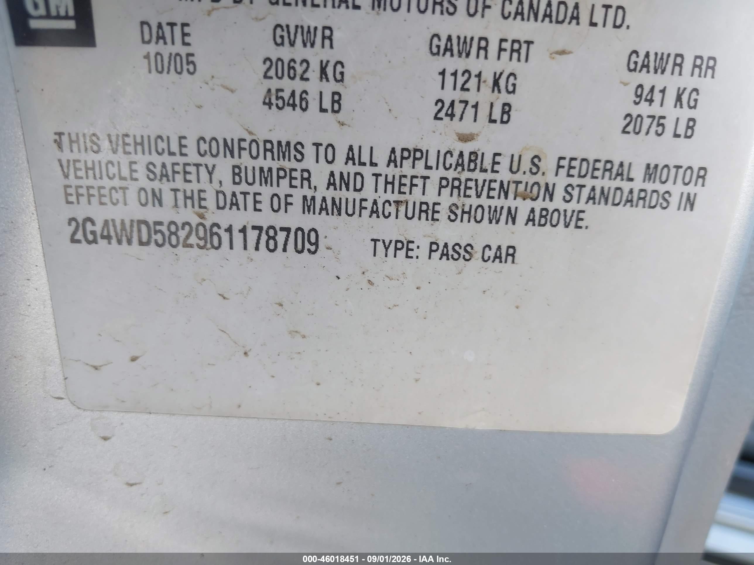 2006 Buick Lacrosse Cxl Silver vin: 2G4WD582961178709