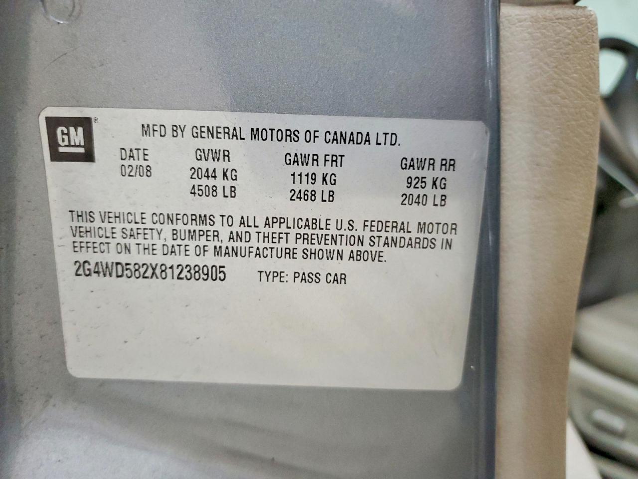 2008 Buick Lacrosse Cxl Gray vin: 2G4WD582X81238905