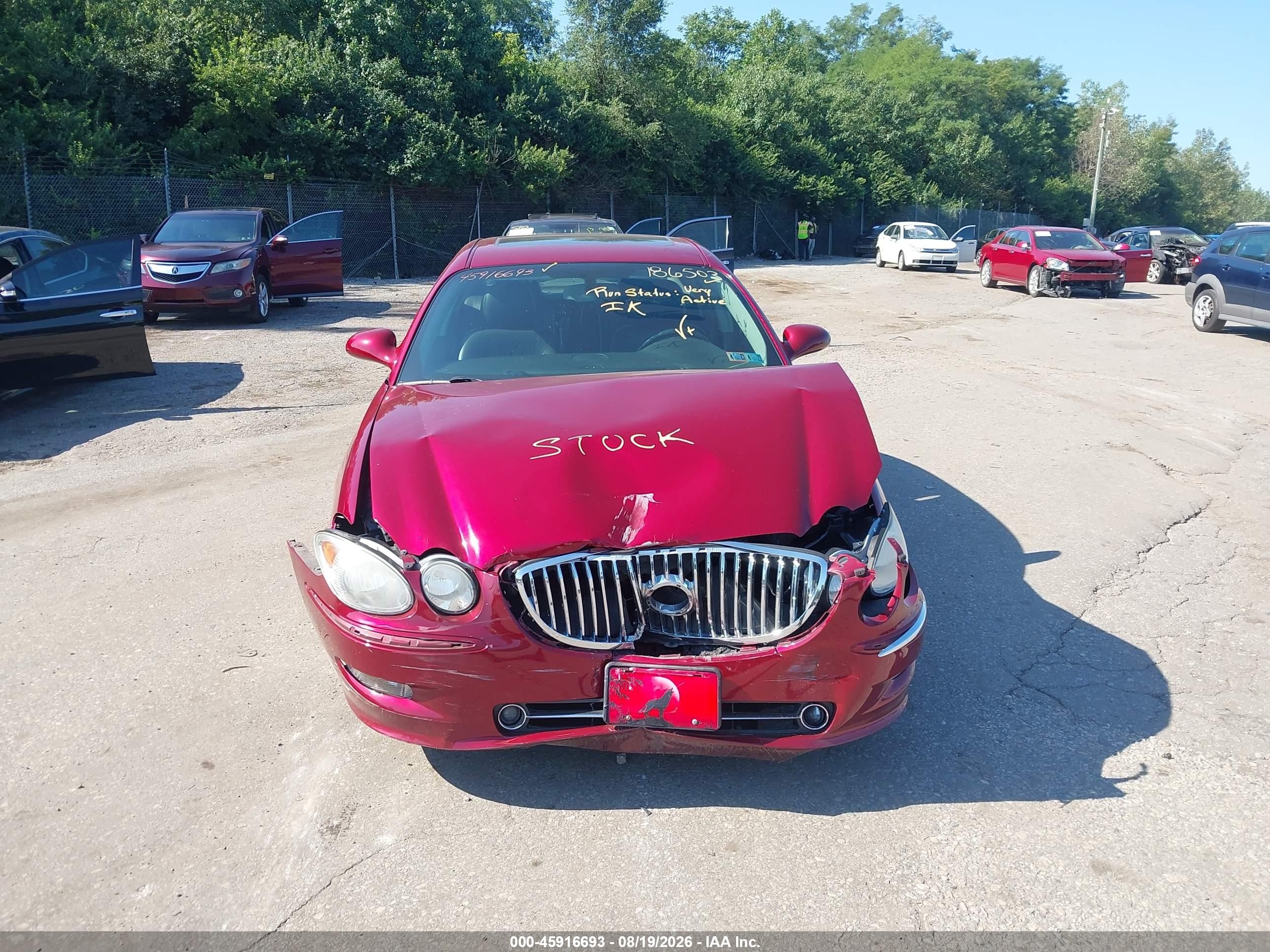 2008 Buick Lacrosse Cxs Maroon vin: 2G4WE587281186503