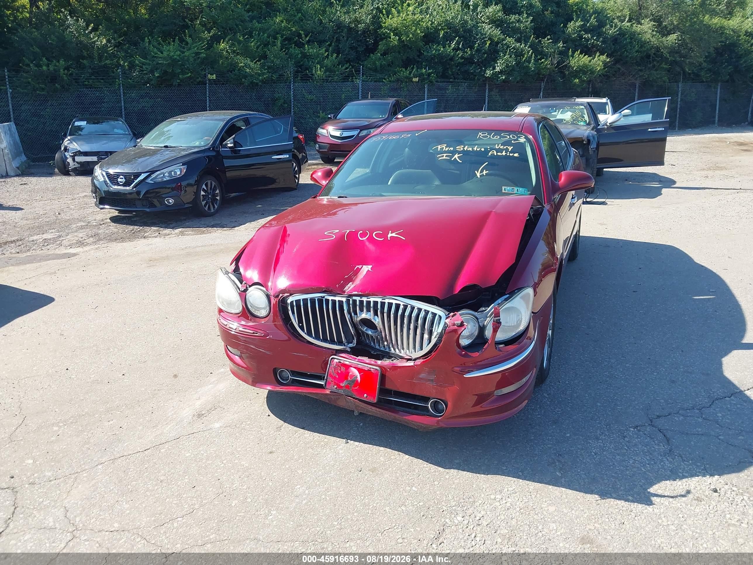 2008 Buick Lacrosse Cxs Maroon vin: 2G4WE587281186503