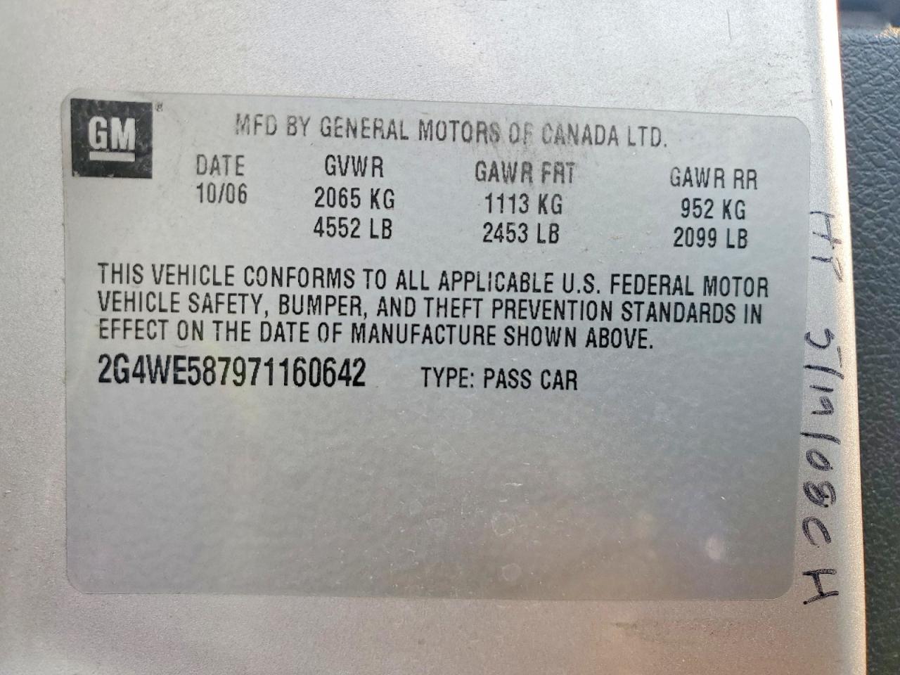 2007 Buick Lacrosse Cxs Silver vin: 2G4WE587971160642