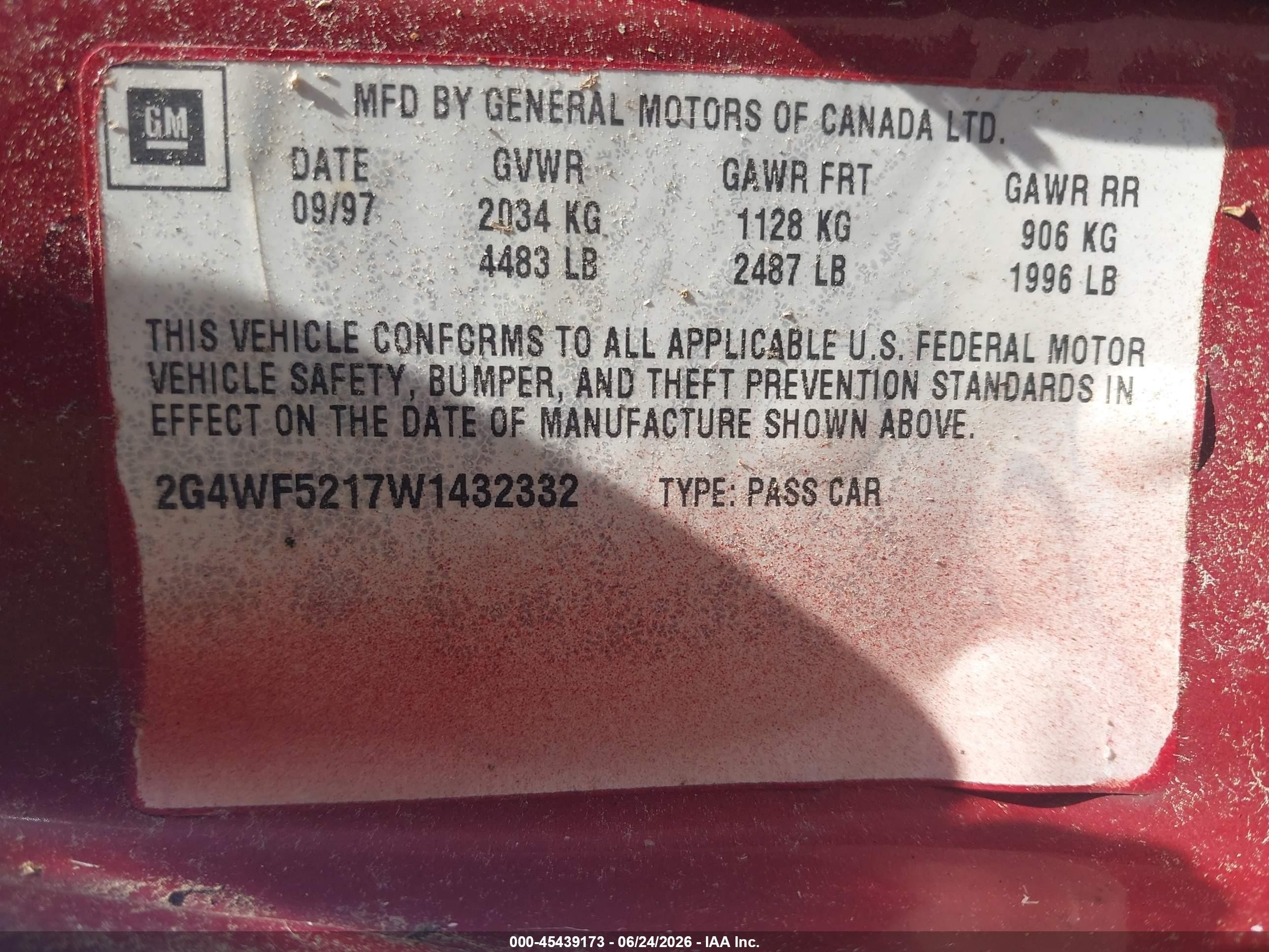 1998 Buick Regal Gs Red vin: 2G4WF5217W1432332