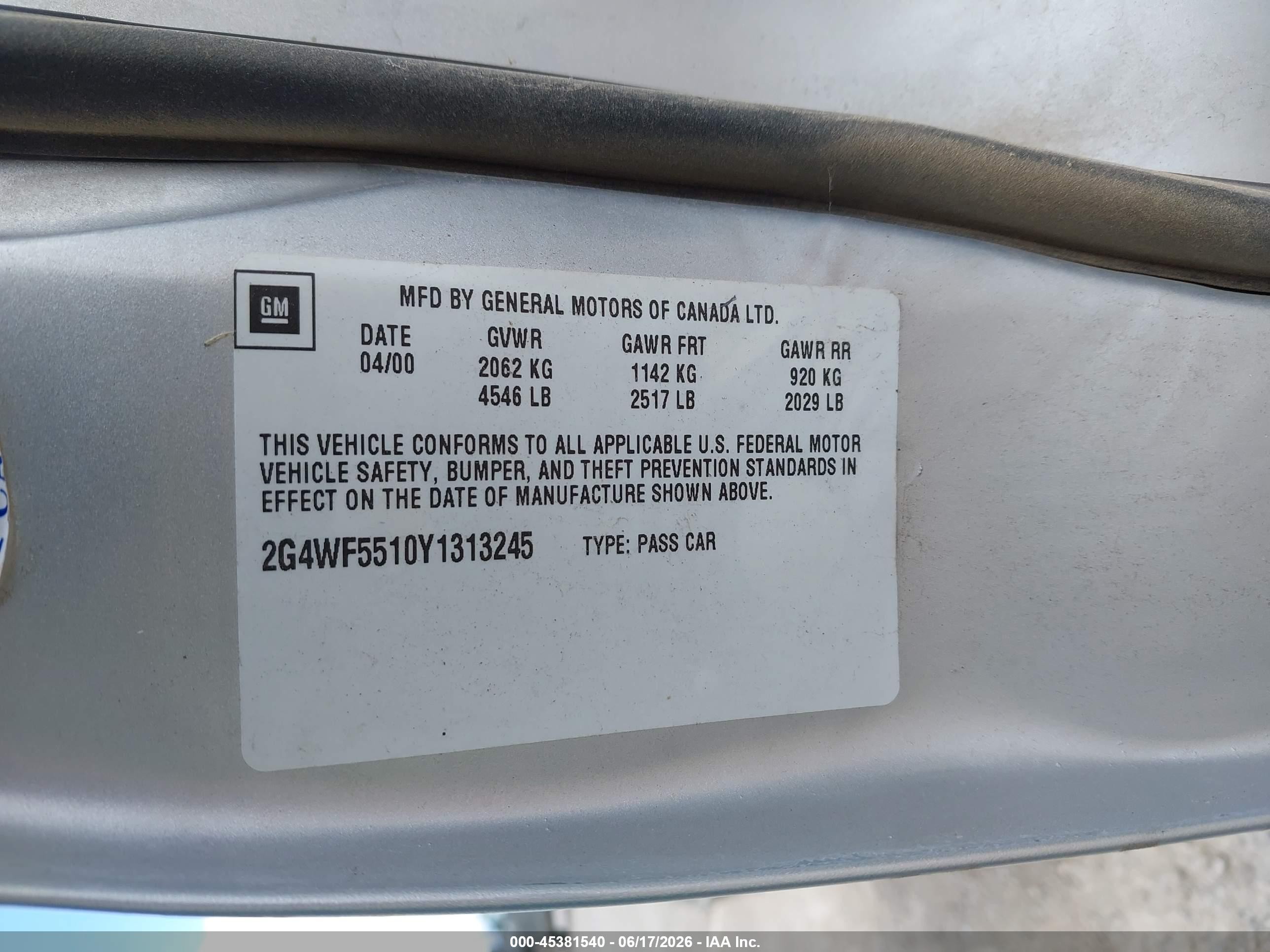 2000 Buick Regal Gs Silver vin: 2G4WF5510Y1313245