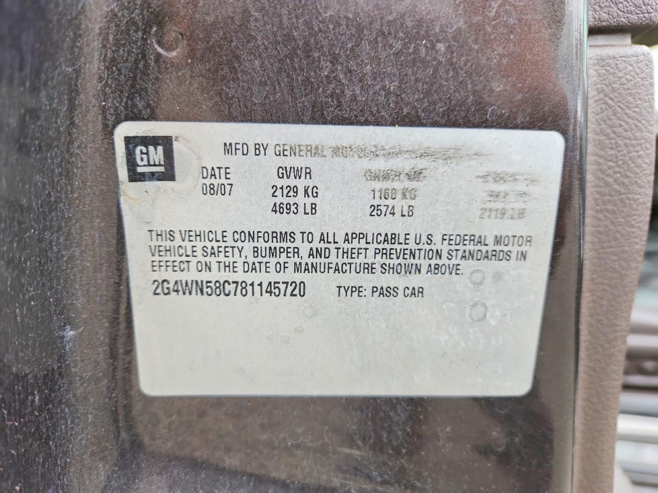 2008 Buick Lacrosse Super Series Charcoal vin: 2G4WN58C781145720