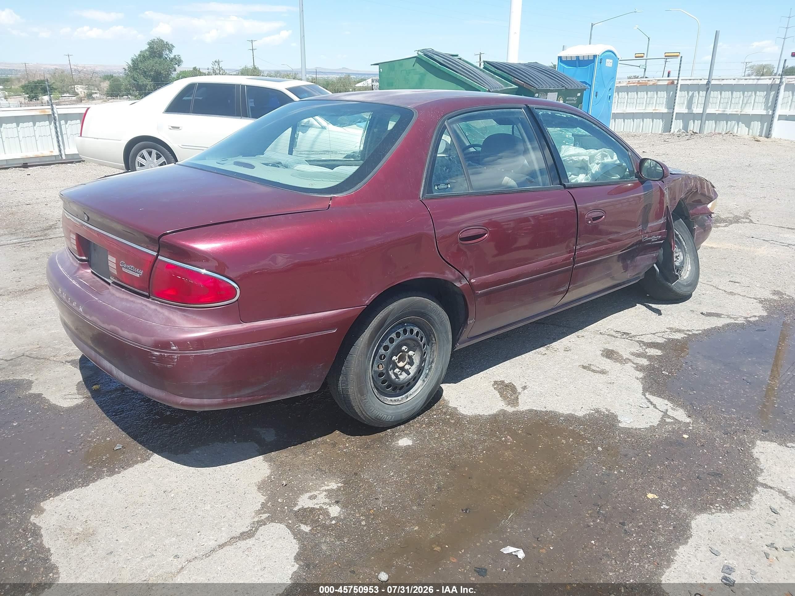 2002 Buick Century Custom Maroon vin: 2G4WS52J021237274