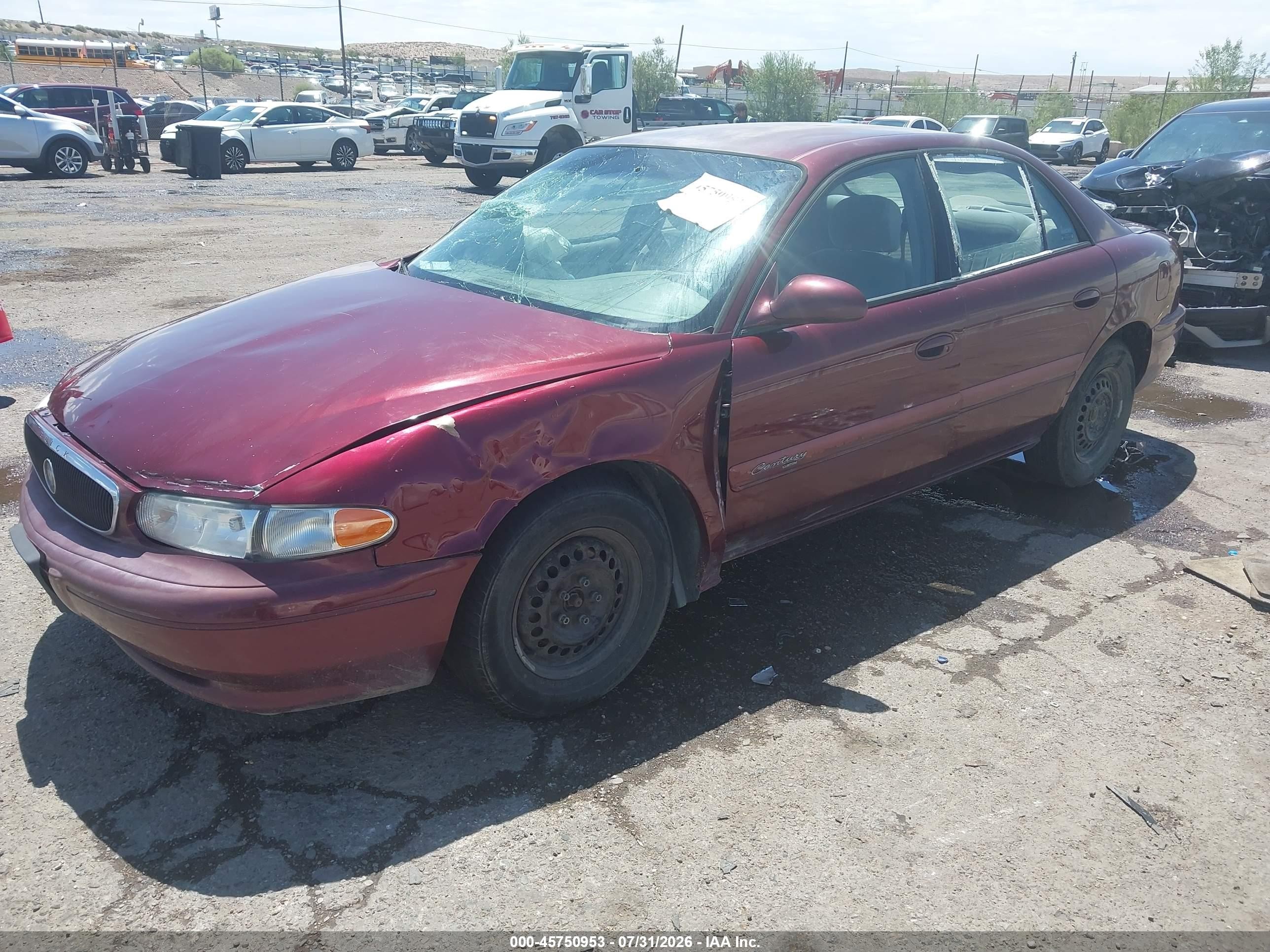 2002 Buick Century Custom Maroon vin: 2G4WS52J021237274