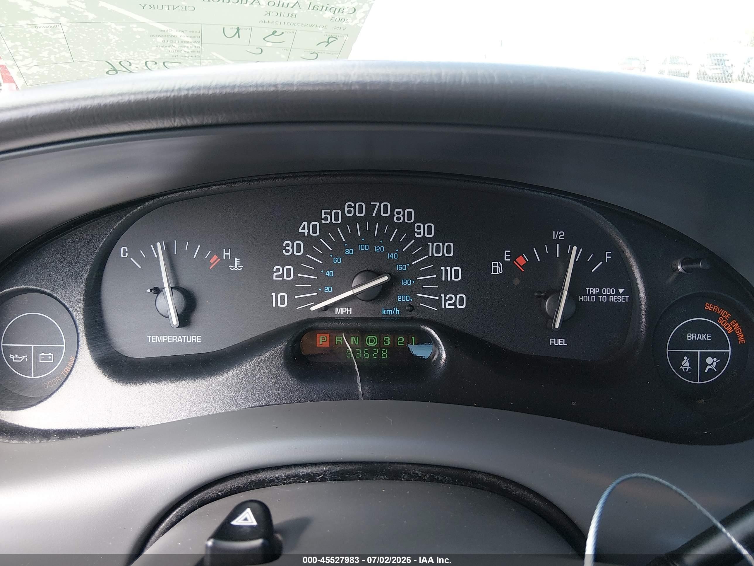 2003 Buick Century Custom White vin: 2G4WS52J031125446
