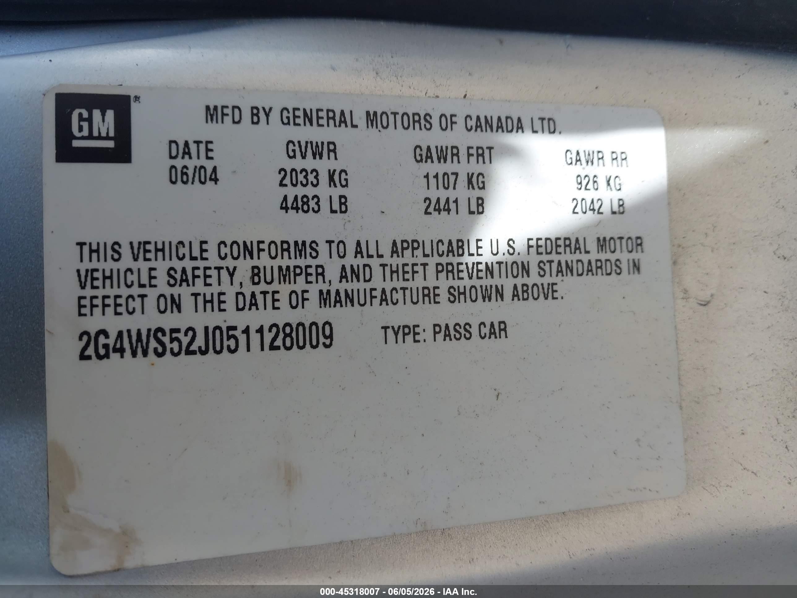 2005 Buick Century   Silver vin: 2G4WS52J051128009