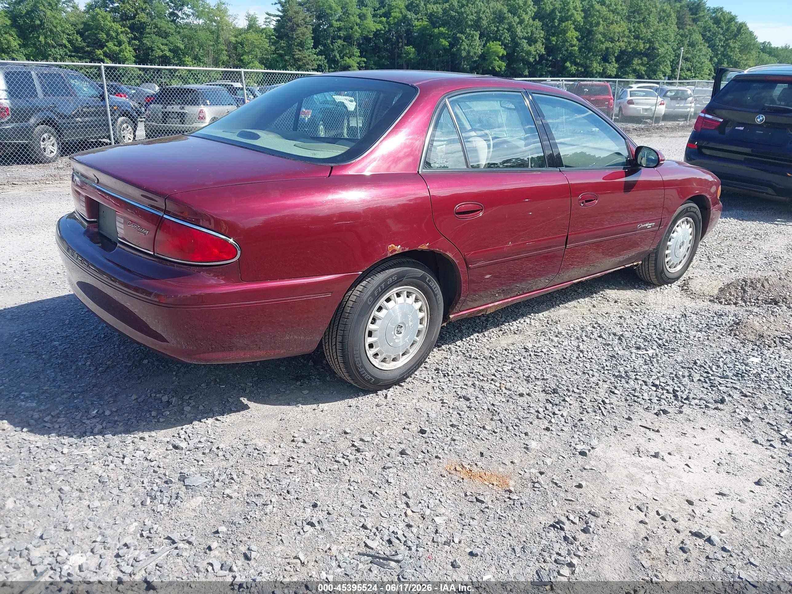 2000 Buick Century Custom Burgundy vin: 2G4WS52J1Y1299985